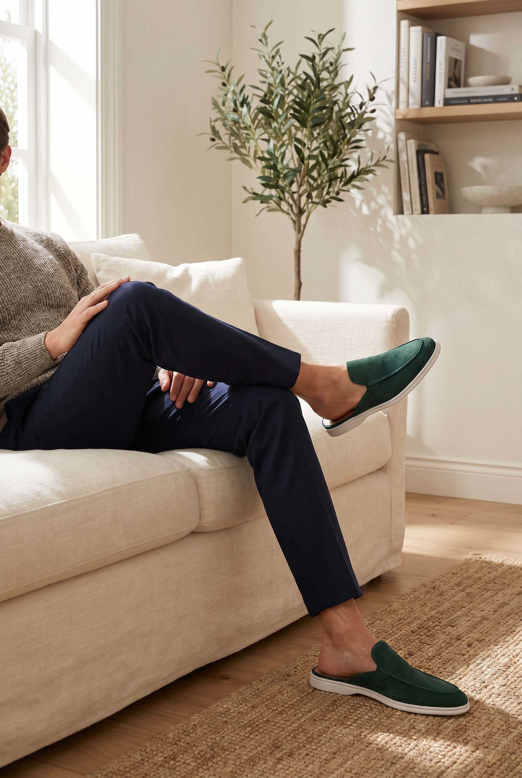 Yacht Loafer Suede Mule Forest Green