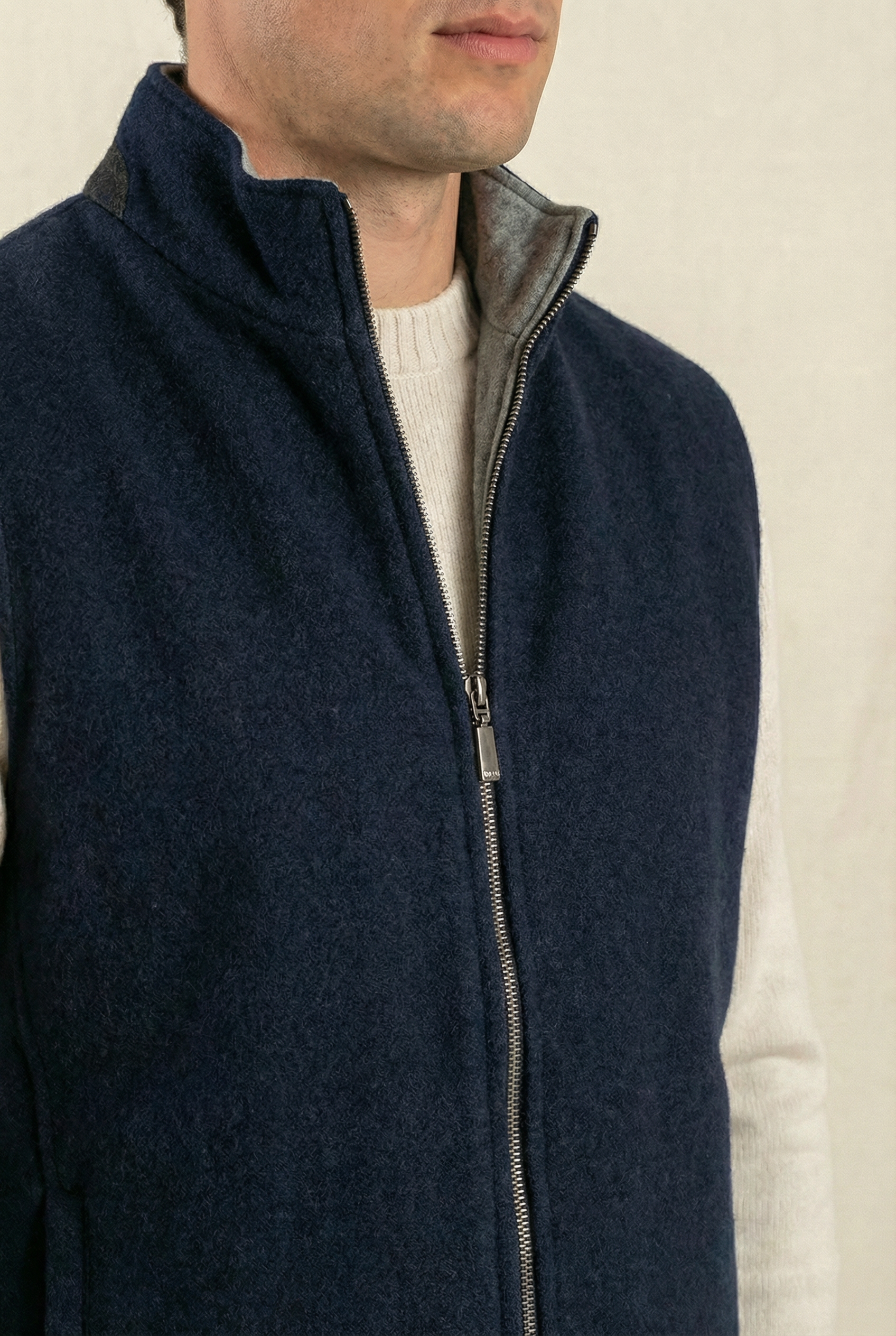 Reversible Wool Gilet Navy/Grey