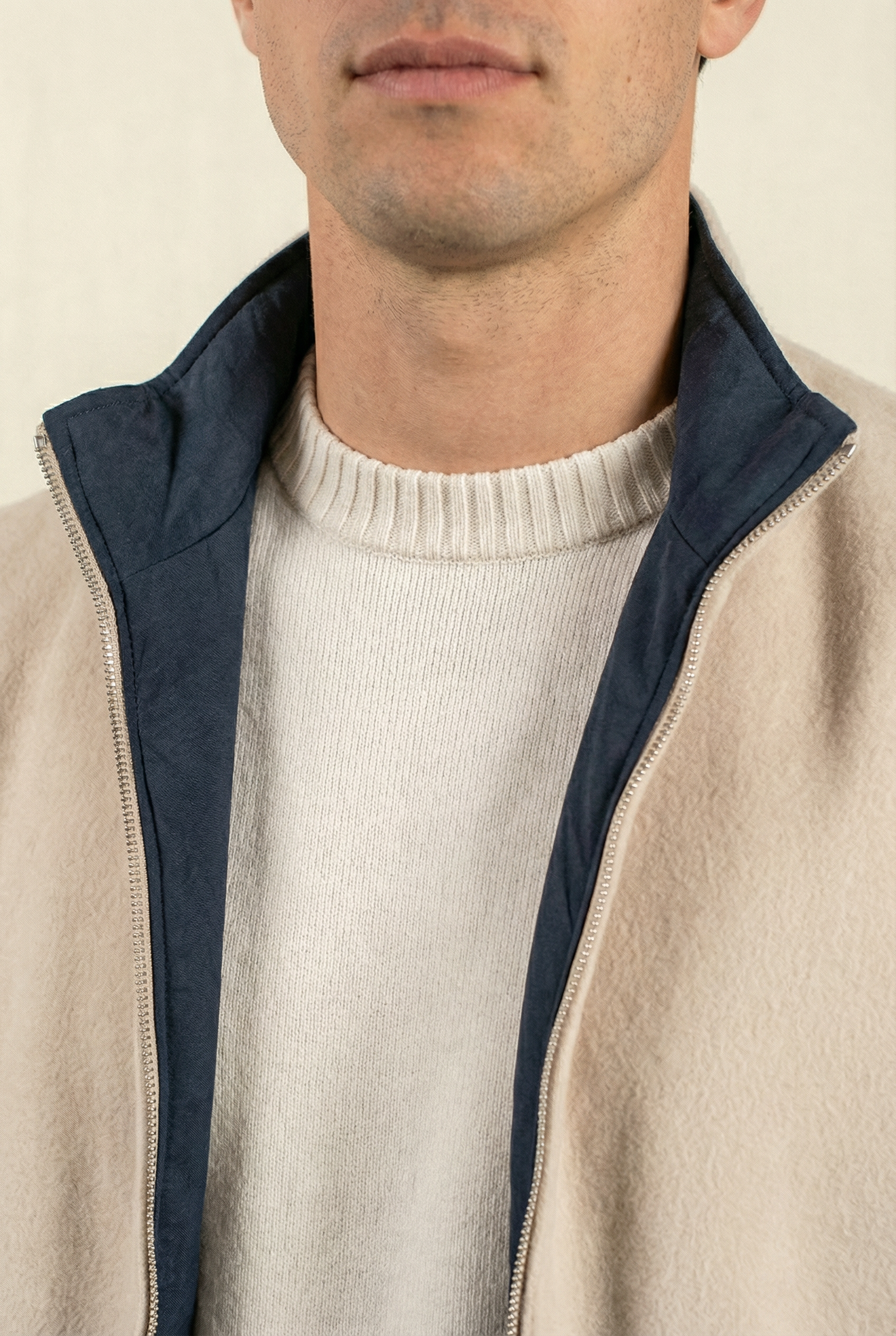 Reversible Wool Gilet | Beige/Navy