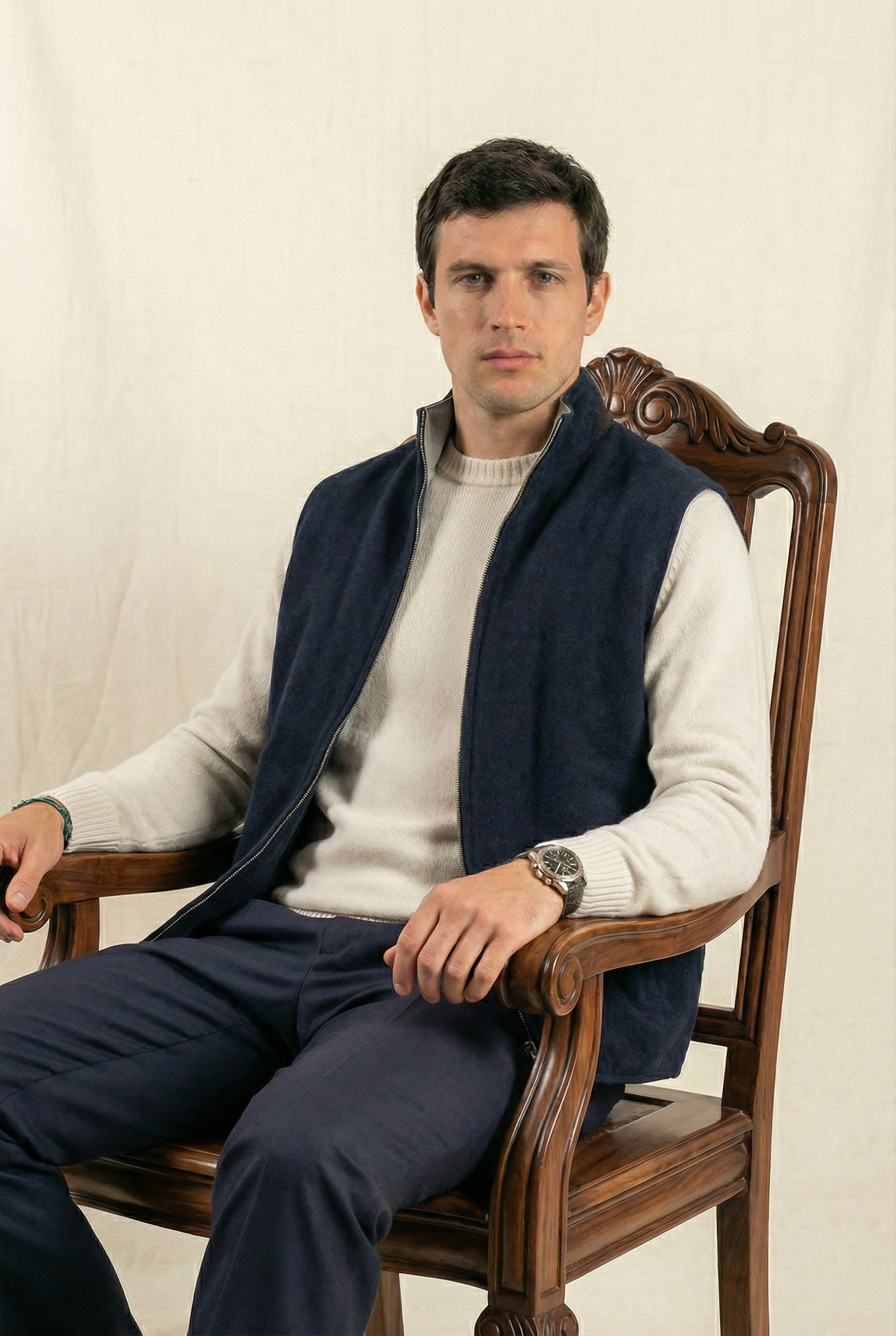 Reversible Wool Gilet Navy/Grey