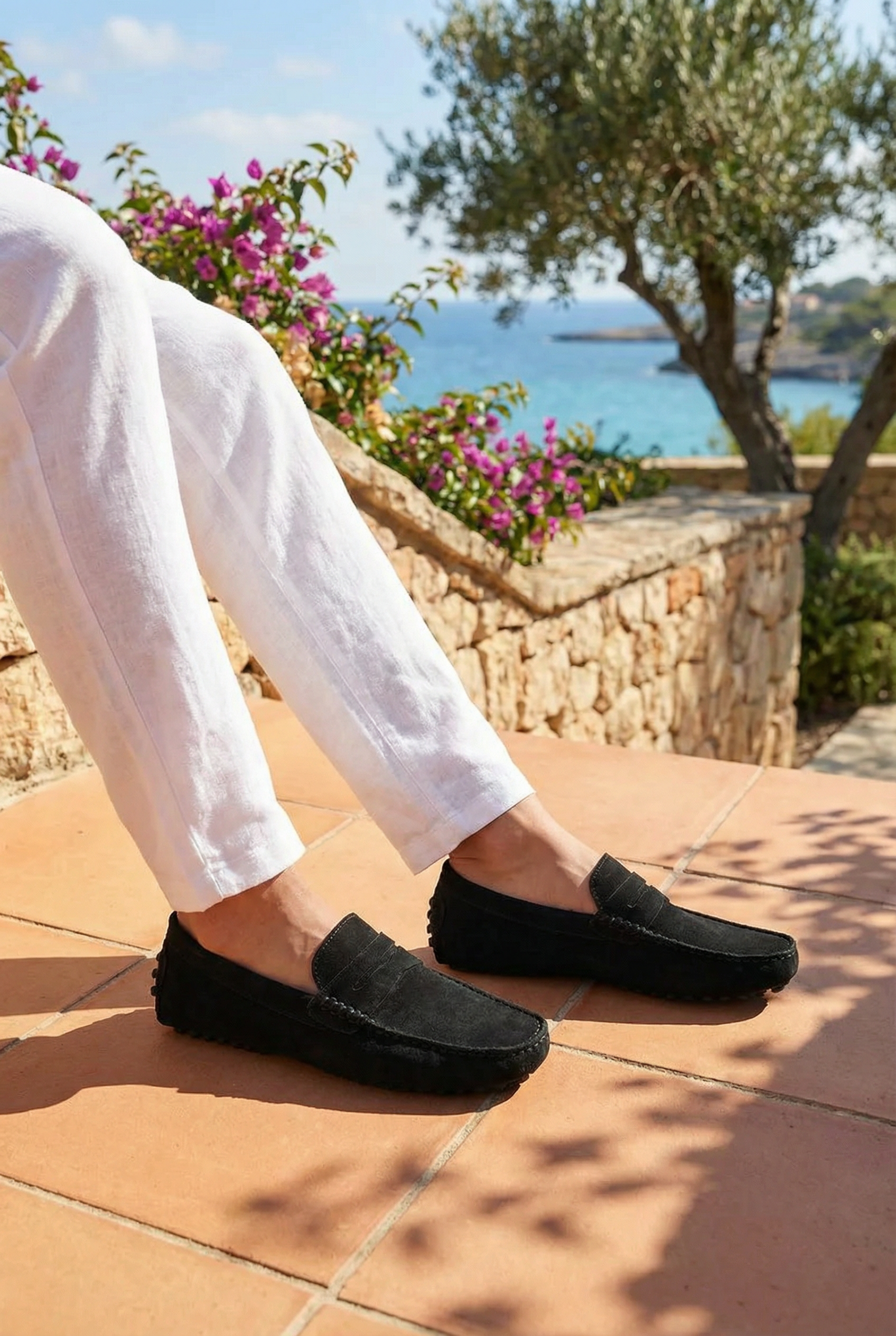 Suede Driver Loafers Black
