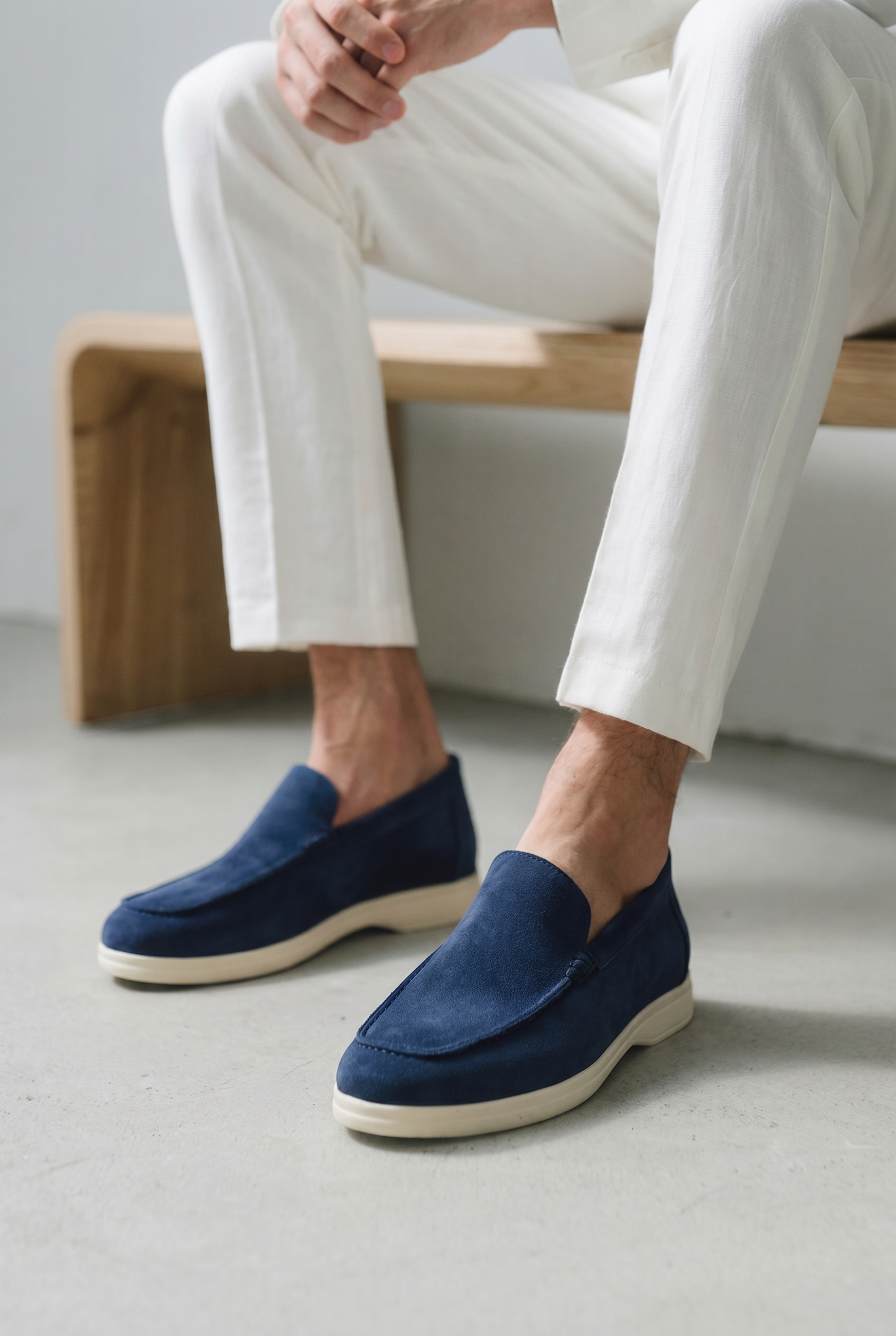 Old Money Suede Loafers Navy