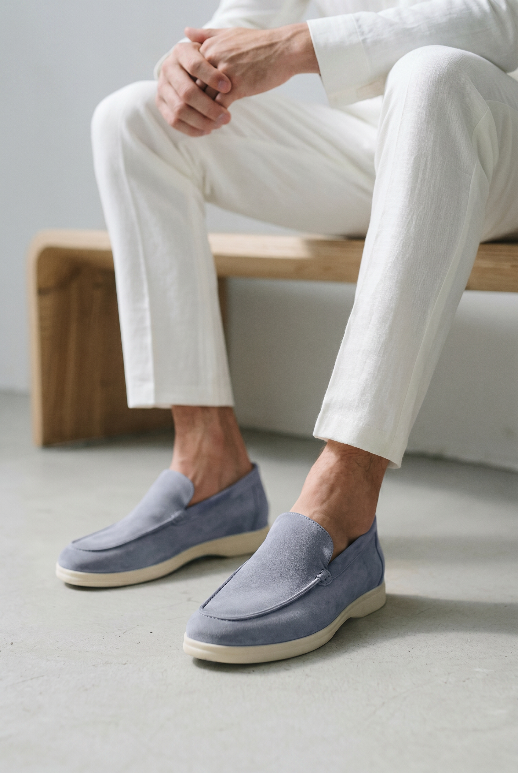 Old Money Suede Loafers Blue