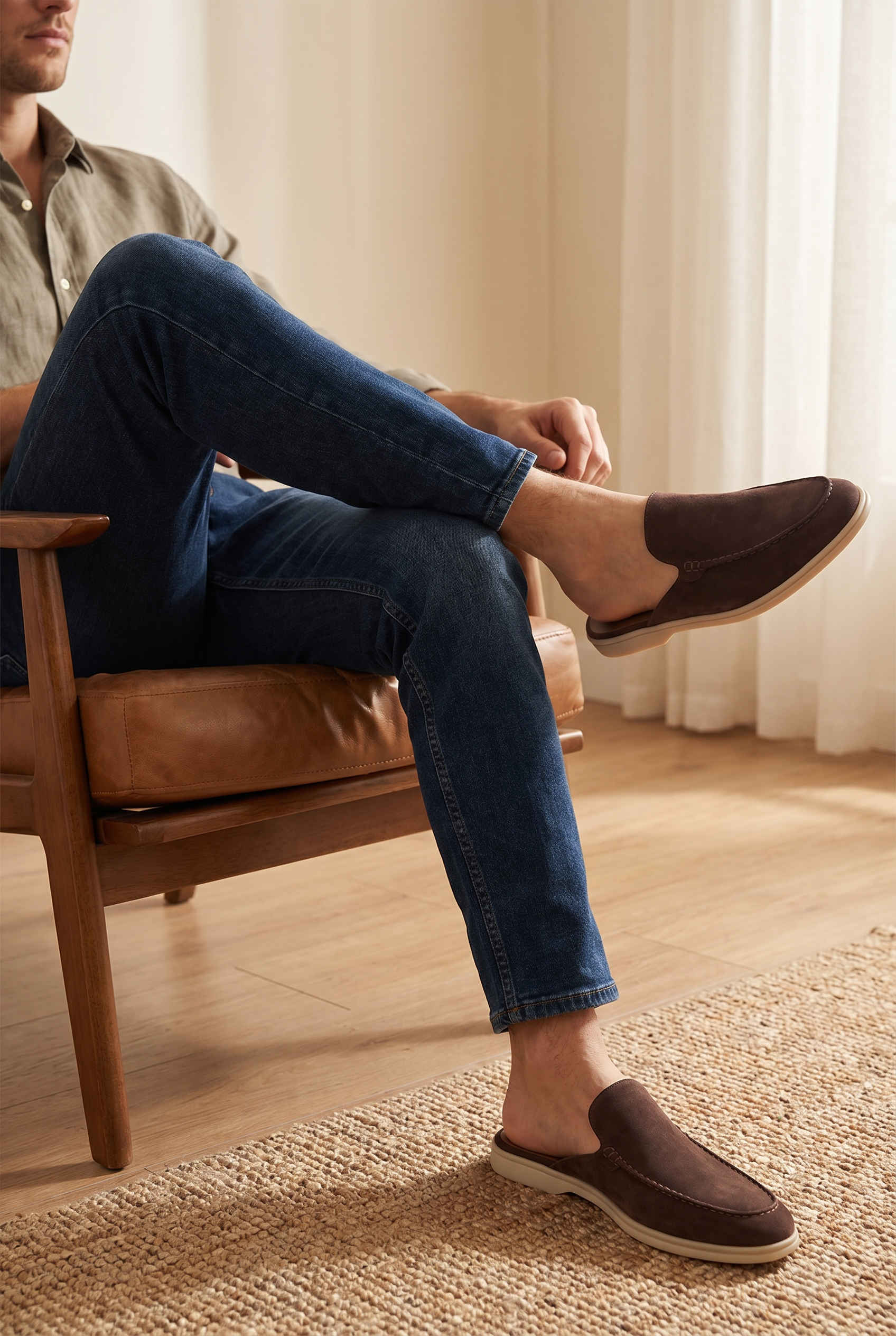 Yacht Loafer Suede Mule Brown