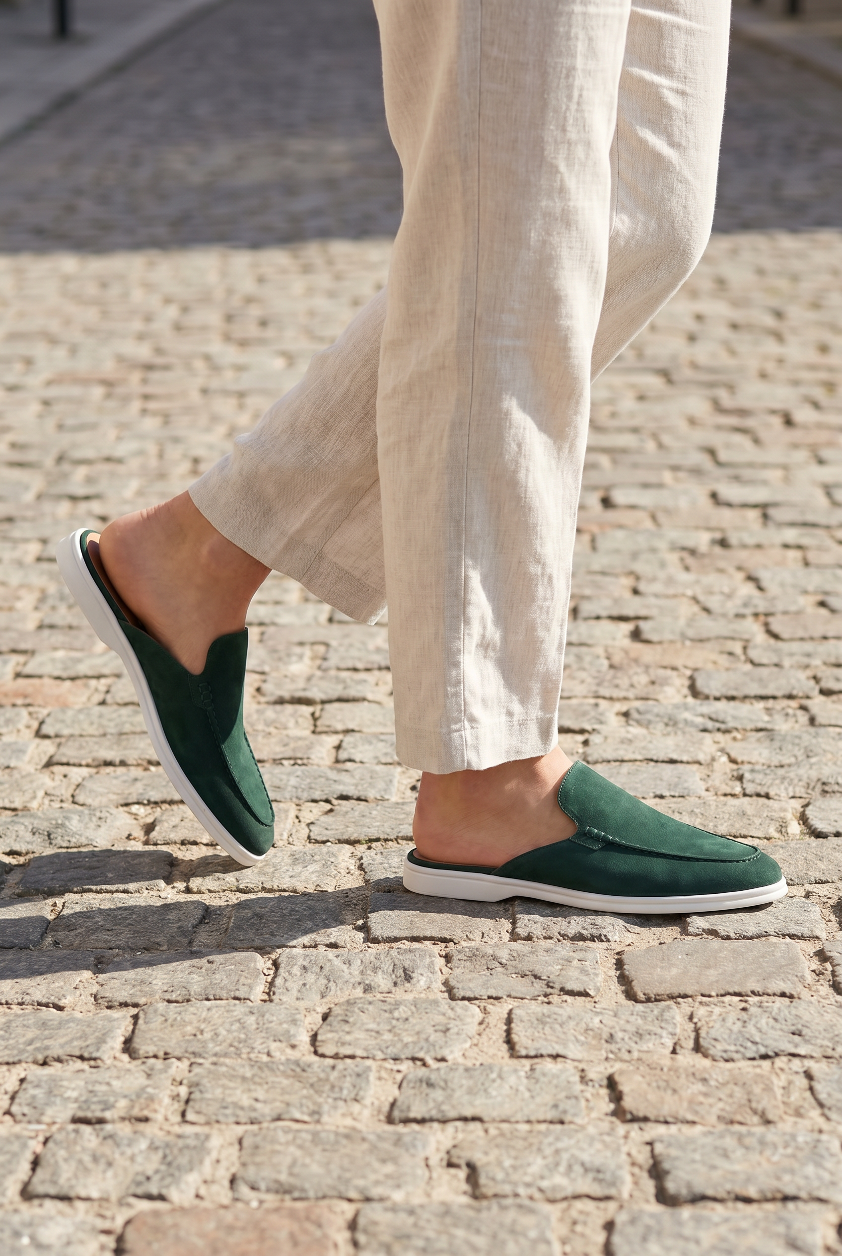 Yacht Loafer Suede Mule Forest Green