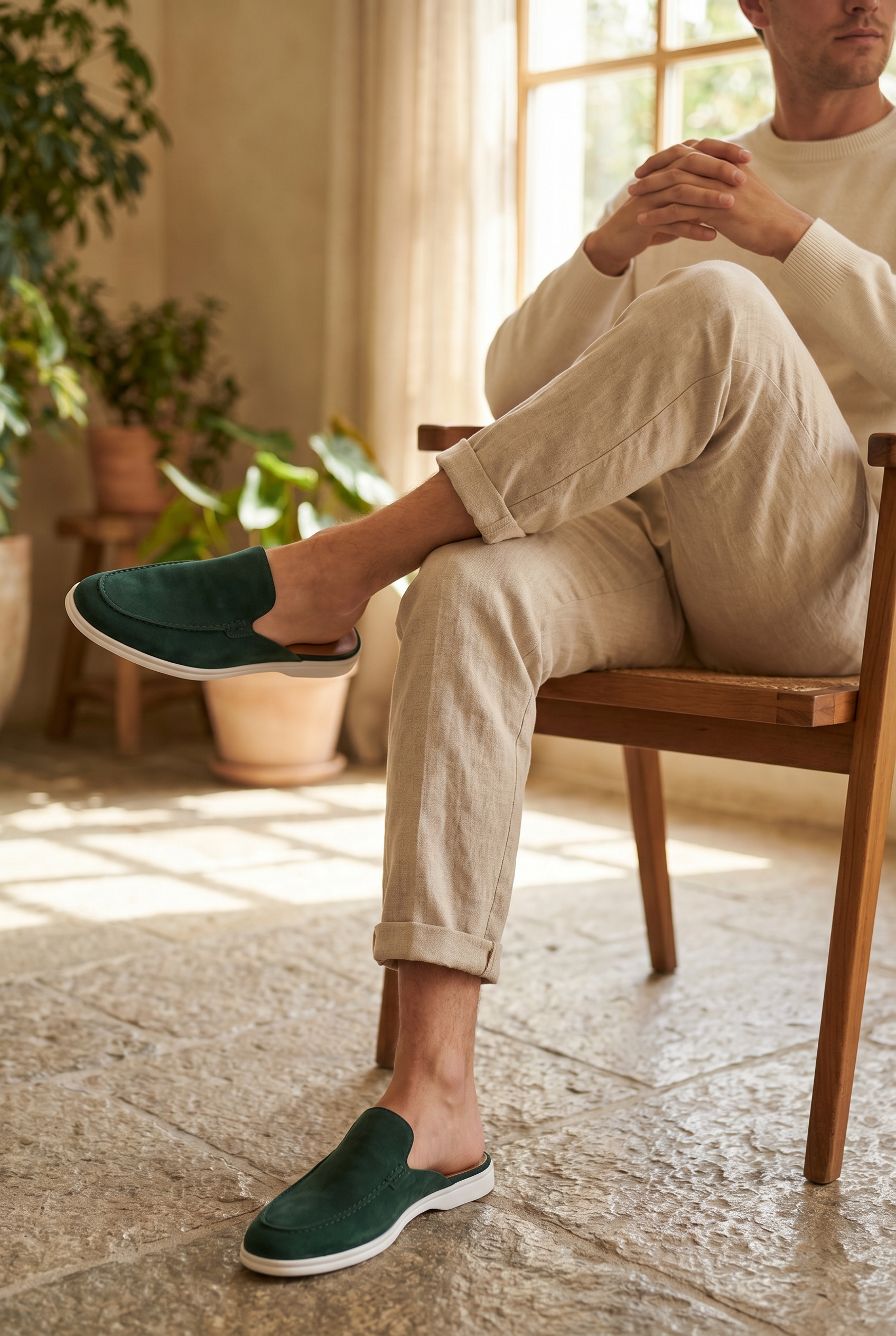 Yacht Loafer Suede Mule Forest Green