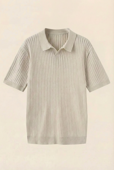 Premium Ribbed Polo Beige
