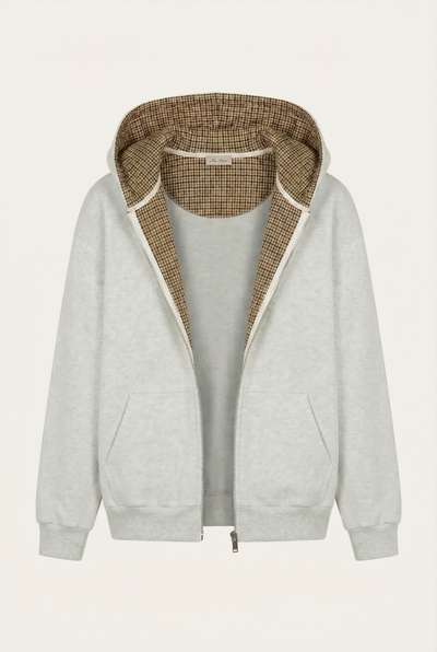 Lined Zip Hoodie Sweater Grey