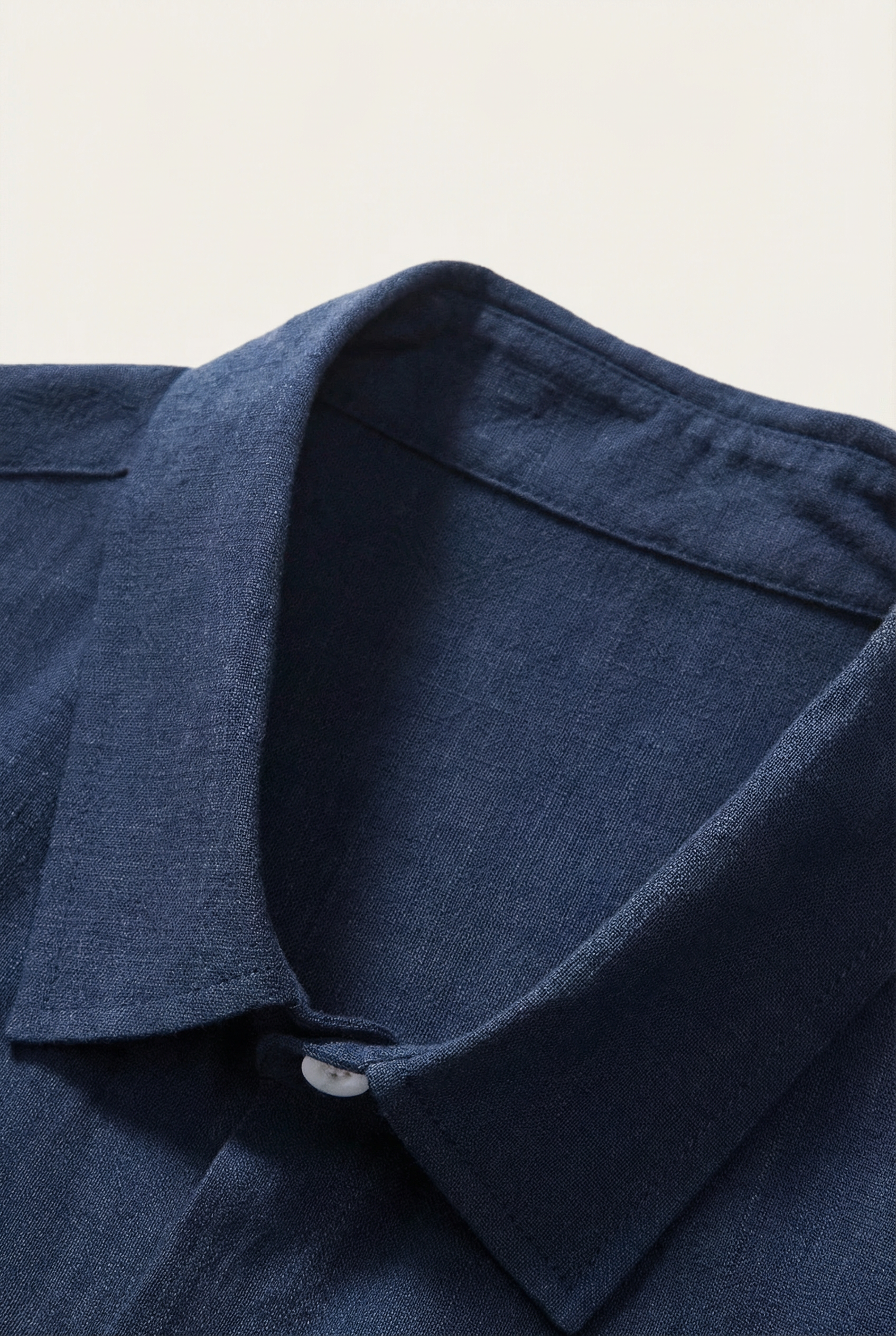 Linen Rayon Blend Button Up Shirt & Straight Leg Linen Pants Navy