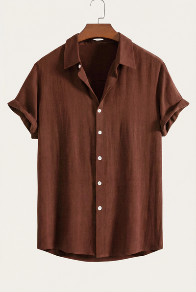 Linen Rayon Blend Button Up Shirt Peru
