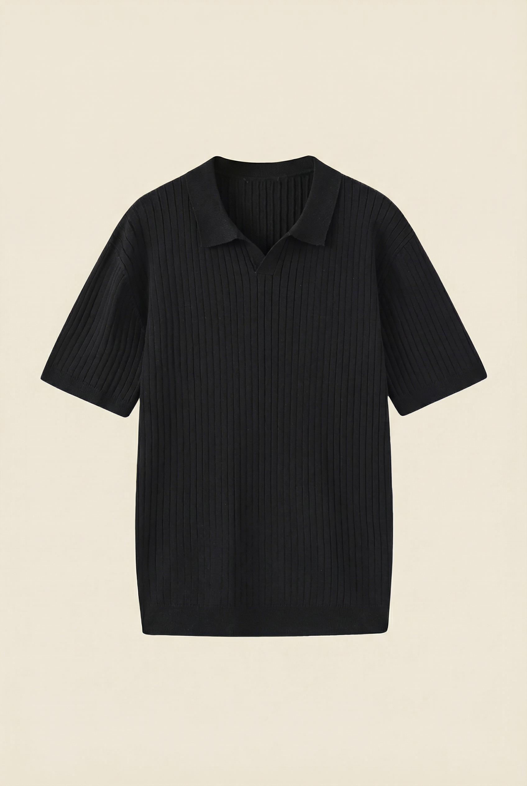 Premium Ribbed Polo Black