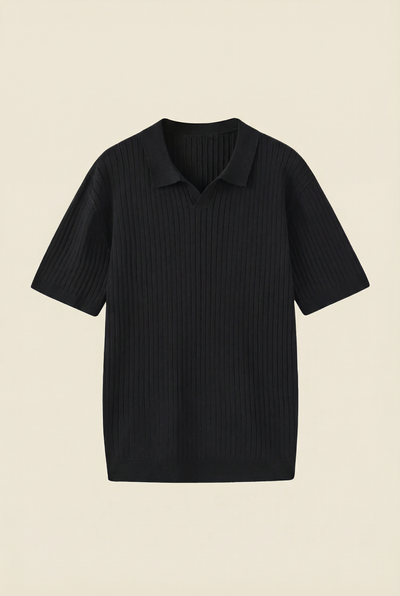 Premium Ribbed Polo Black