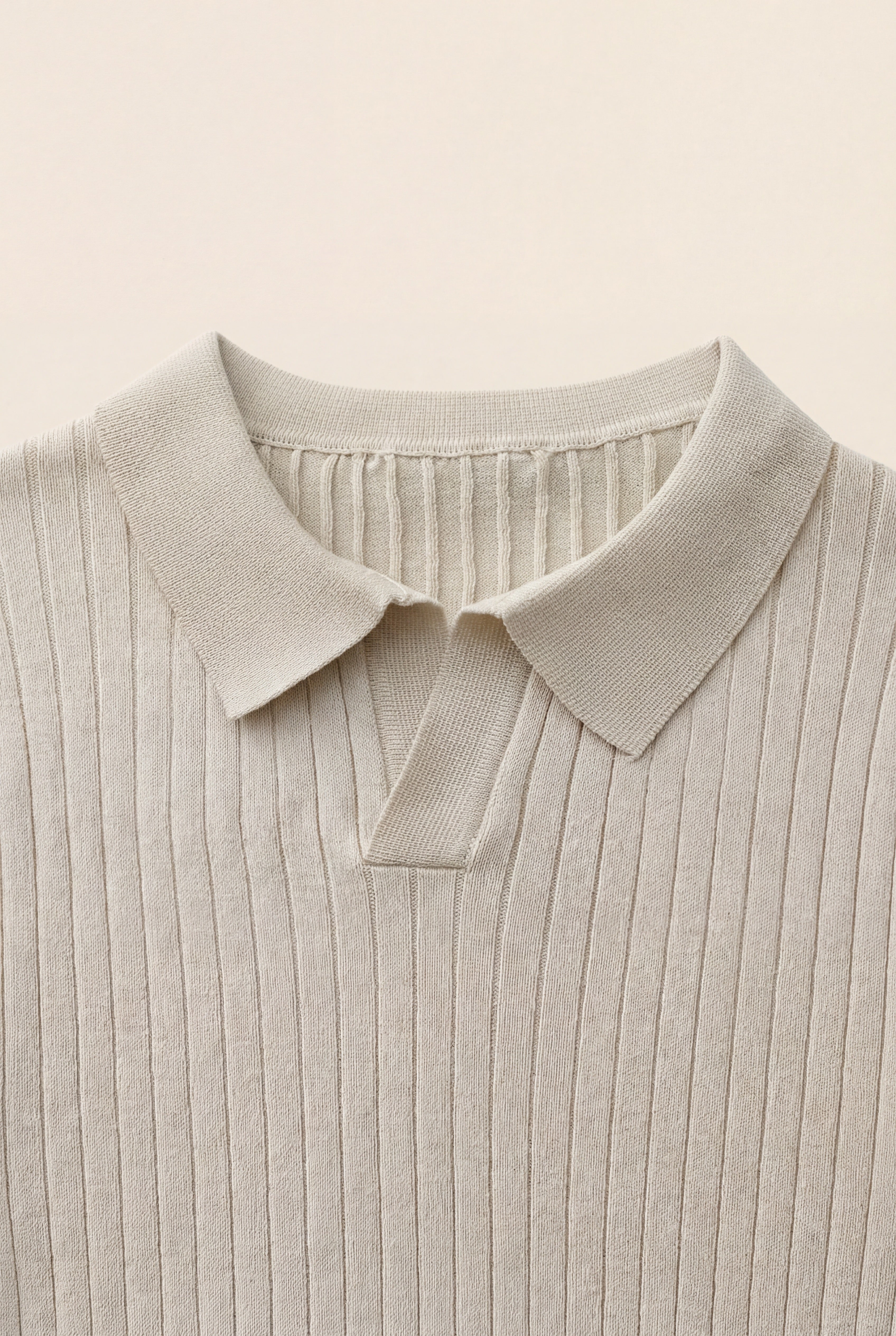Premium Ribbed Polo Beige