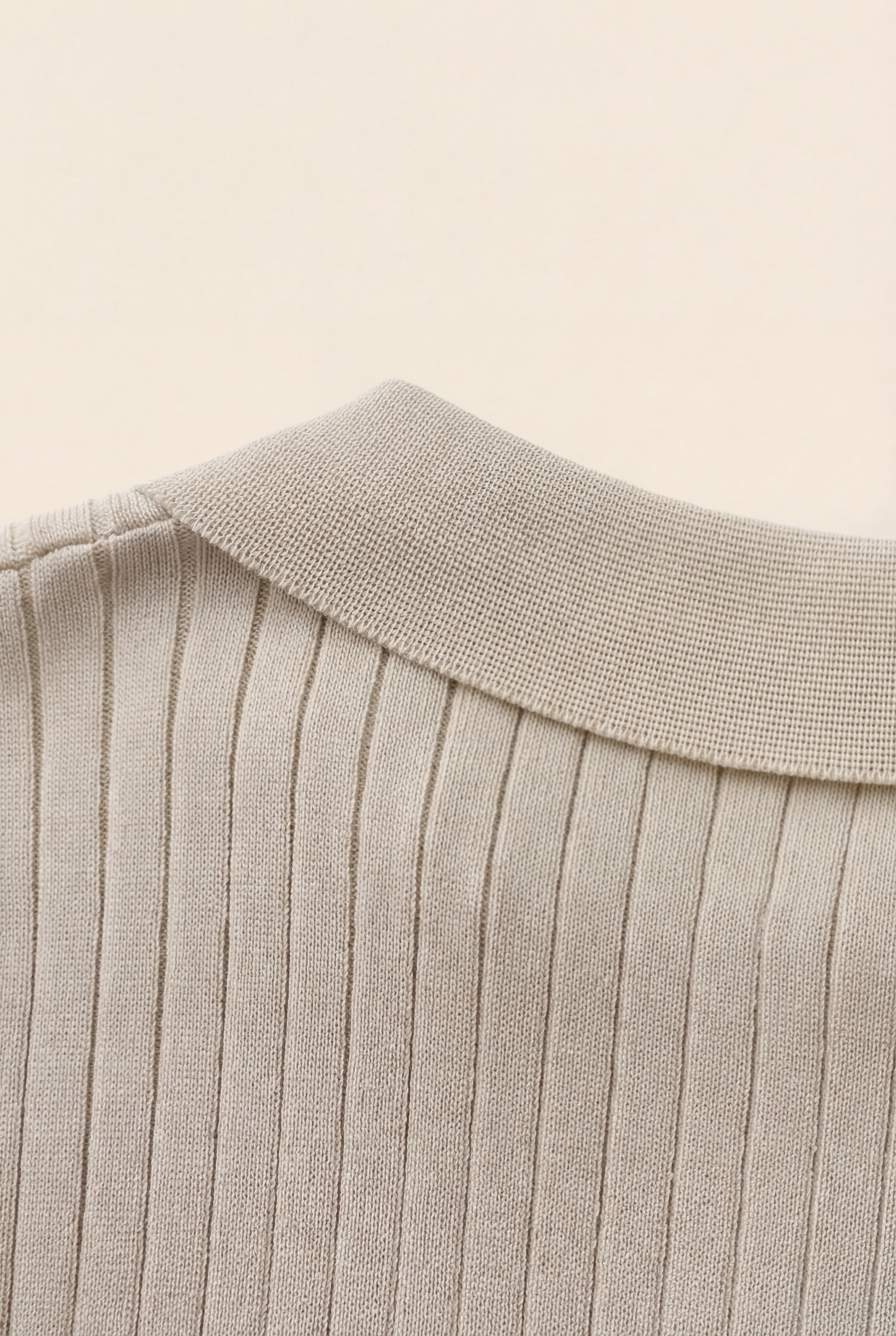 Premium Ribbed Polo Beige