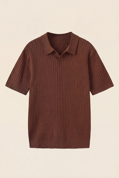 Premium Ribbed Polo Brown