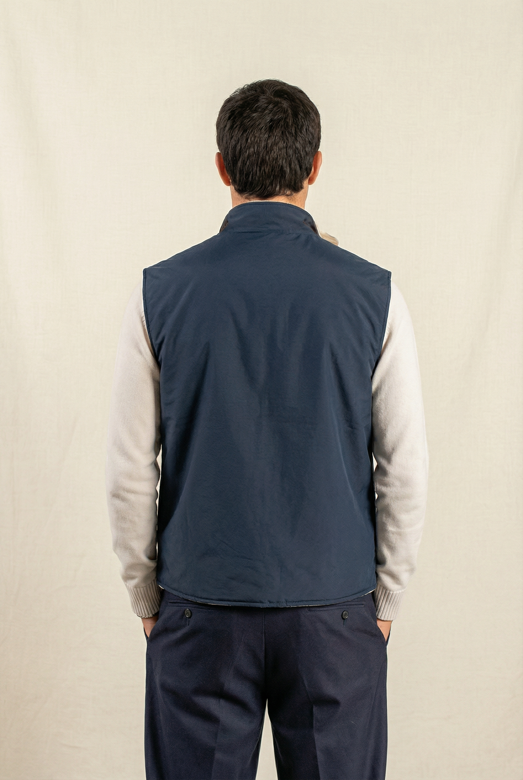 Reversible Wool Gilet | Beige/Navy