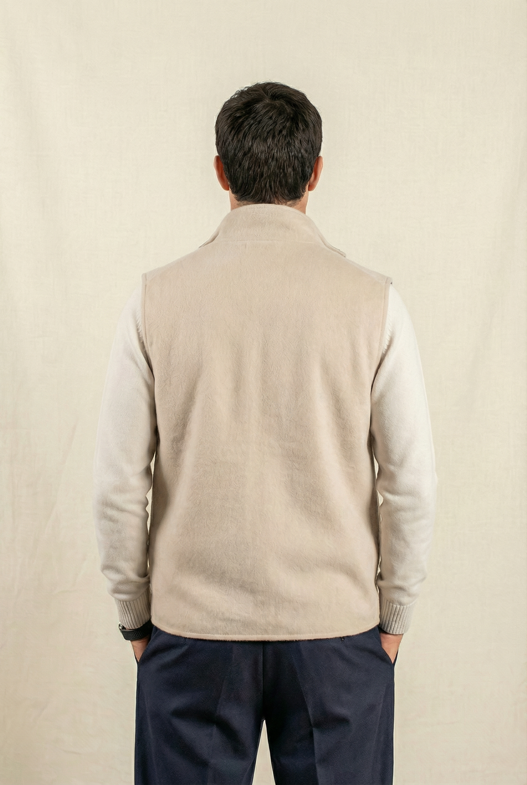 Reversible Wool Gilet | Beige/Navy