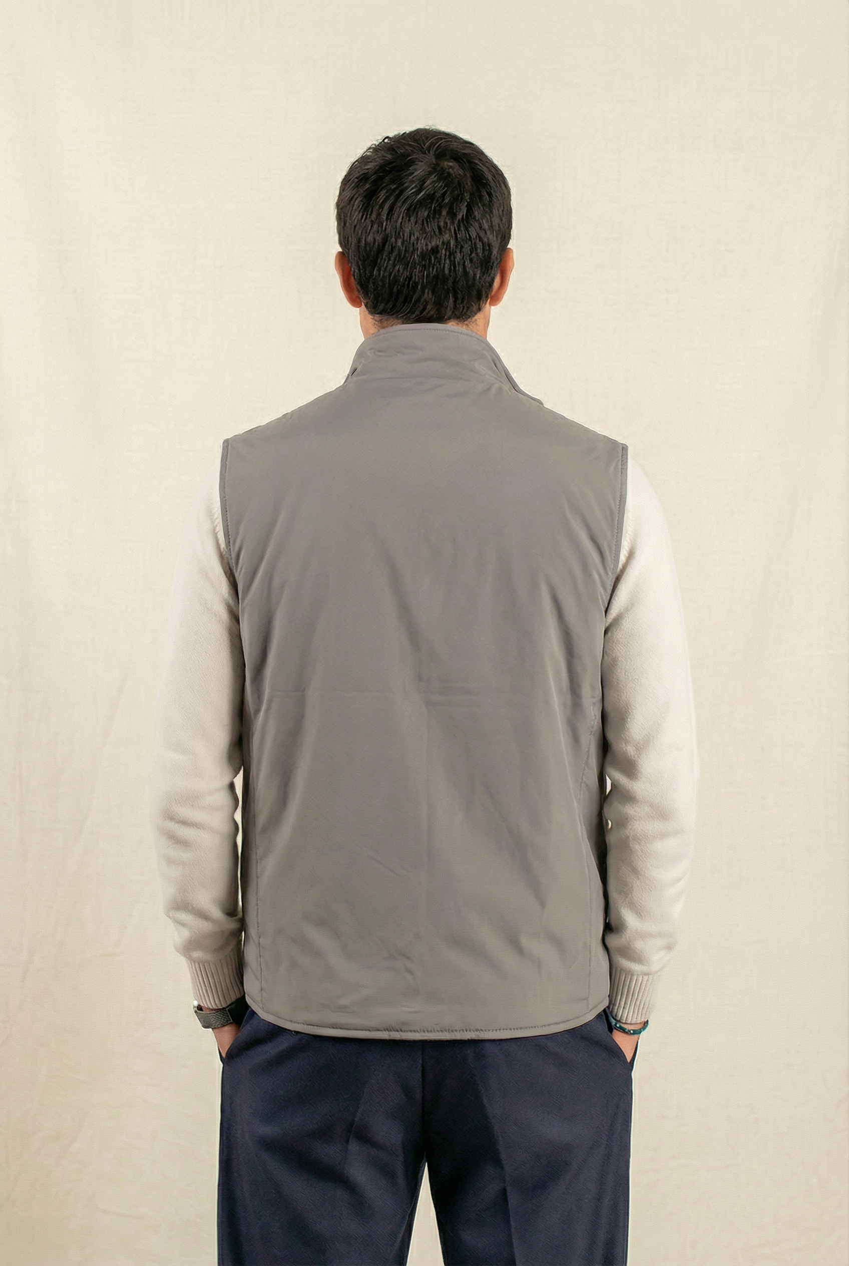 Reversible Wool Gilet Navy/Grey