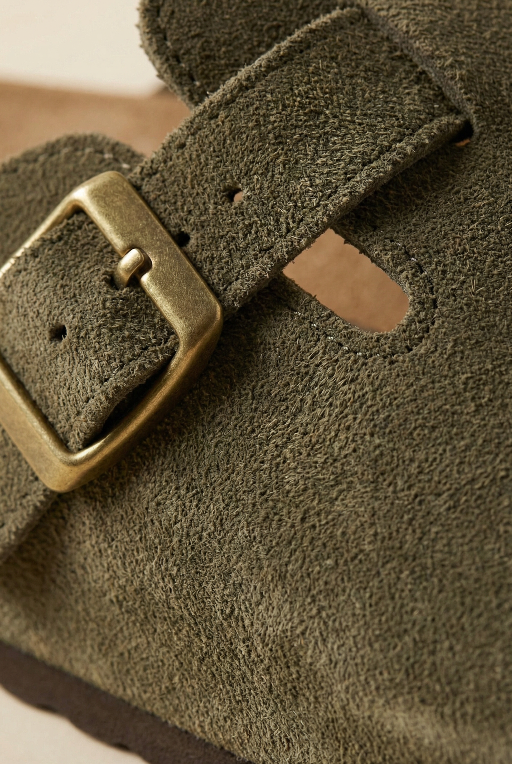 Old Money Suede Clogs Olive