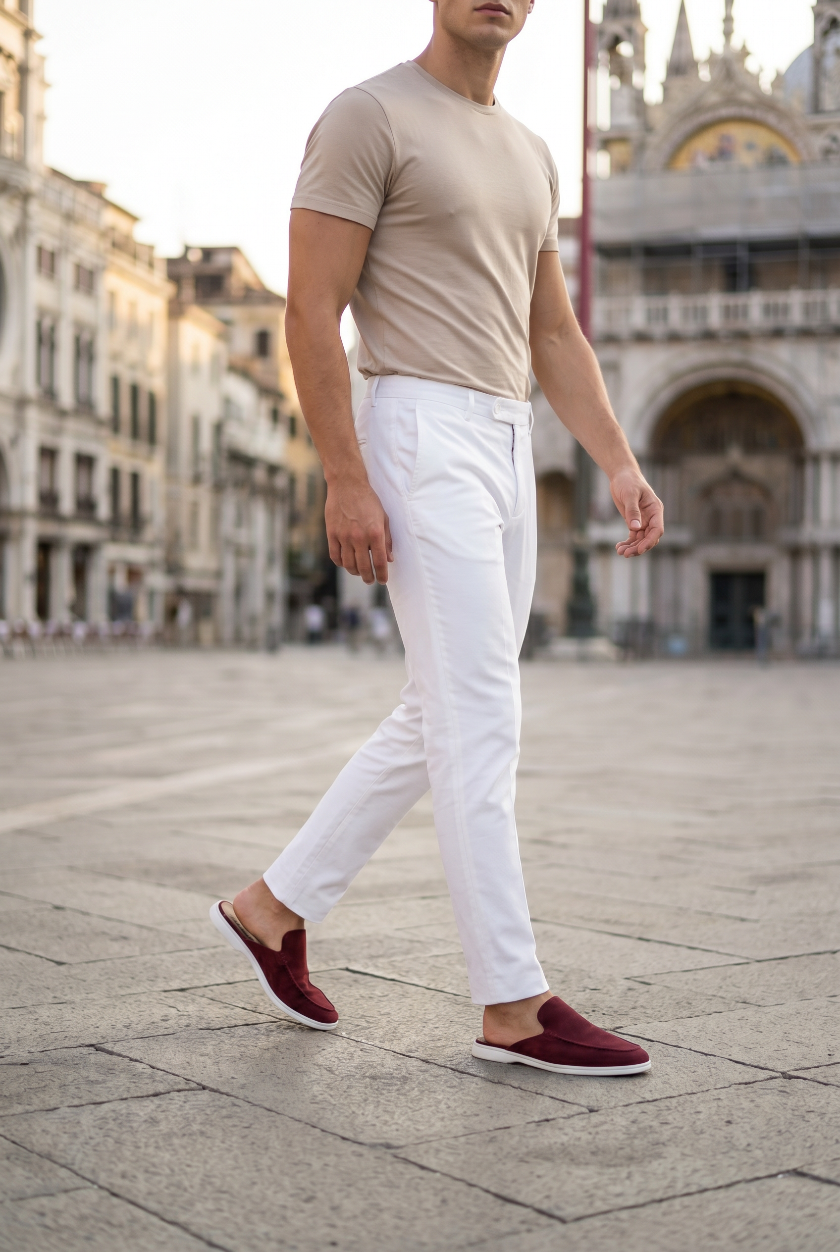 Yacht Loafer Suede Mule Light Burgundy