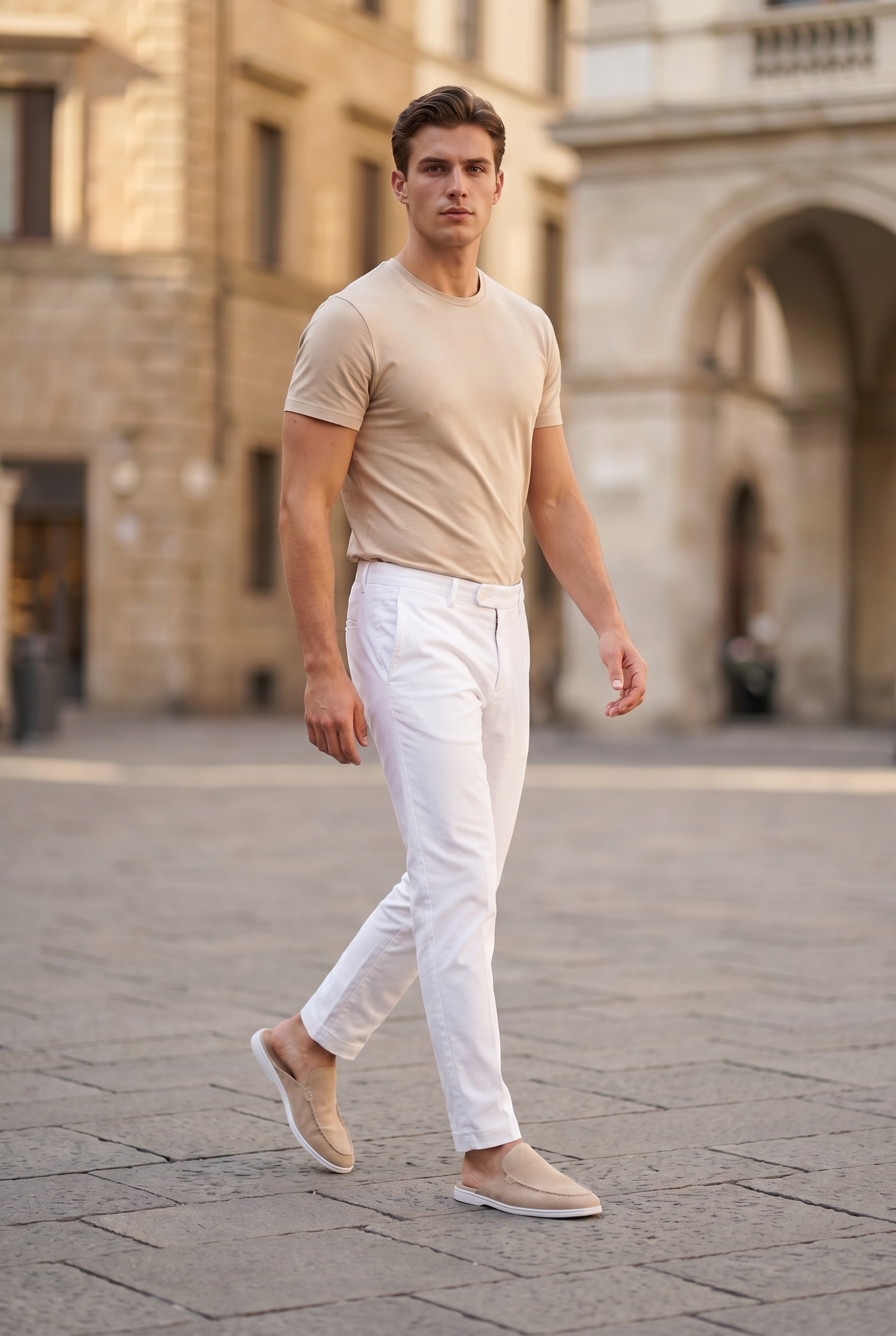 Yacht Loafer Suede Mule Beige