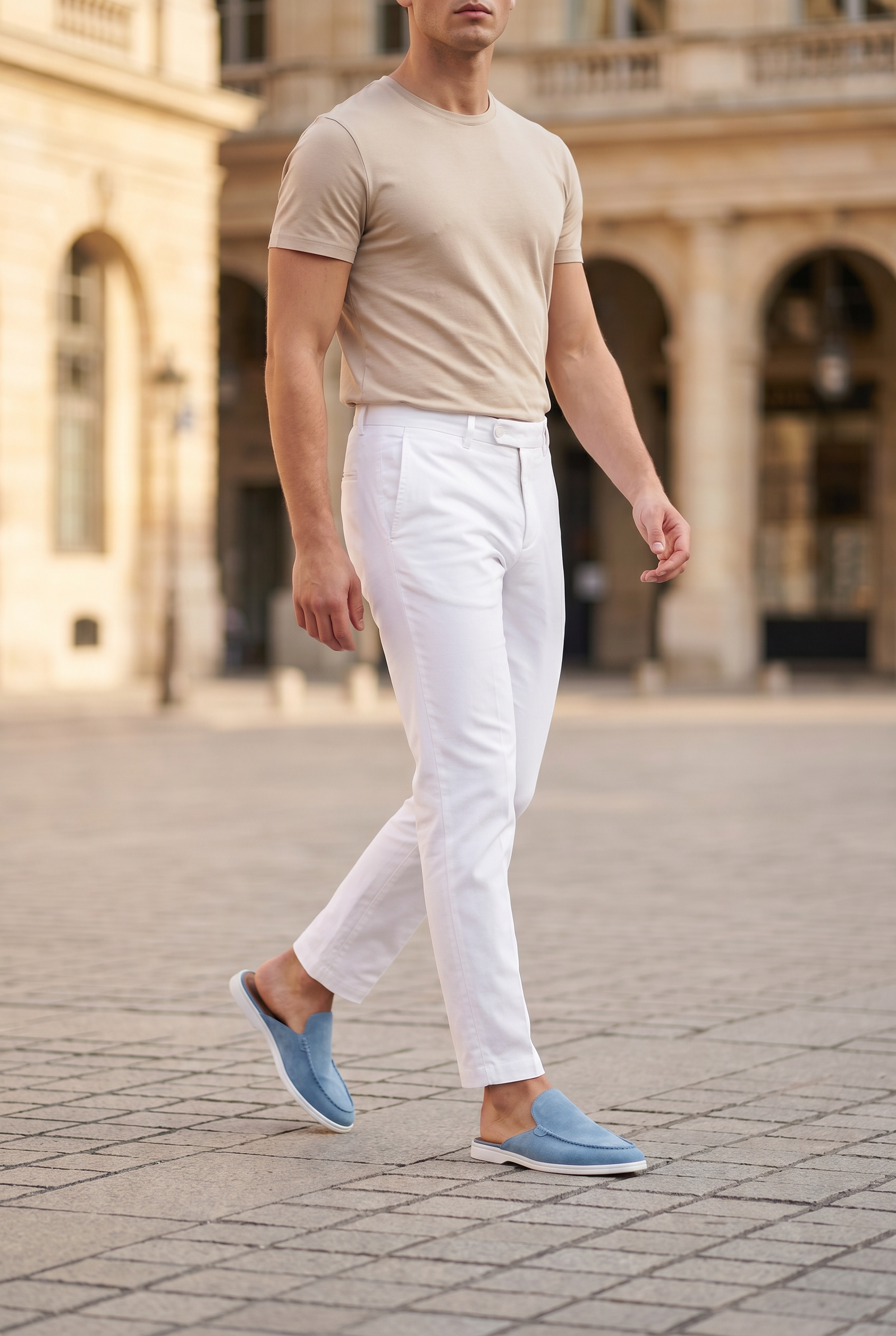 Yacht Loafer Suede Mule Light Blue