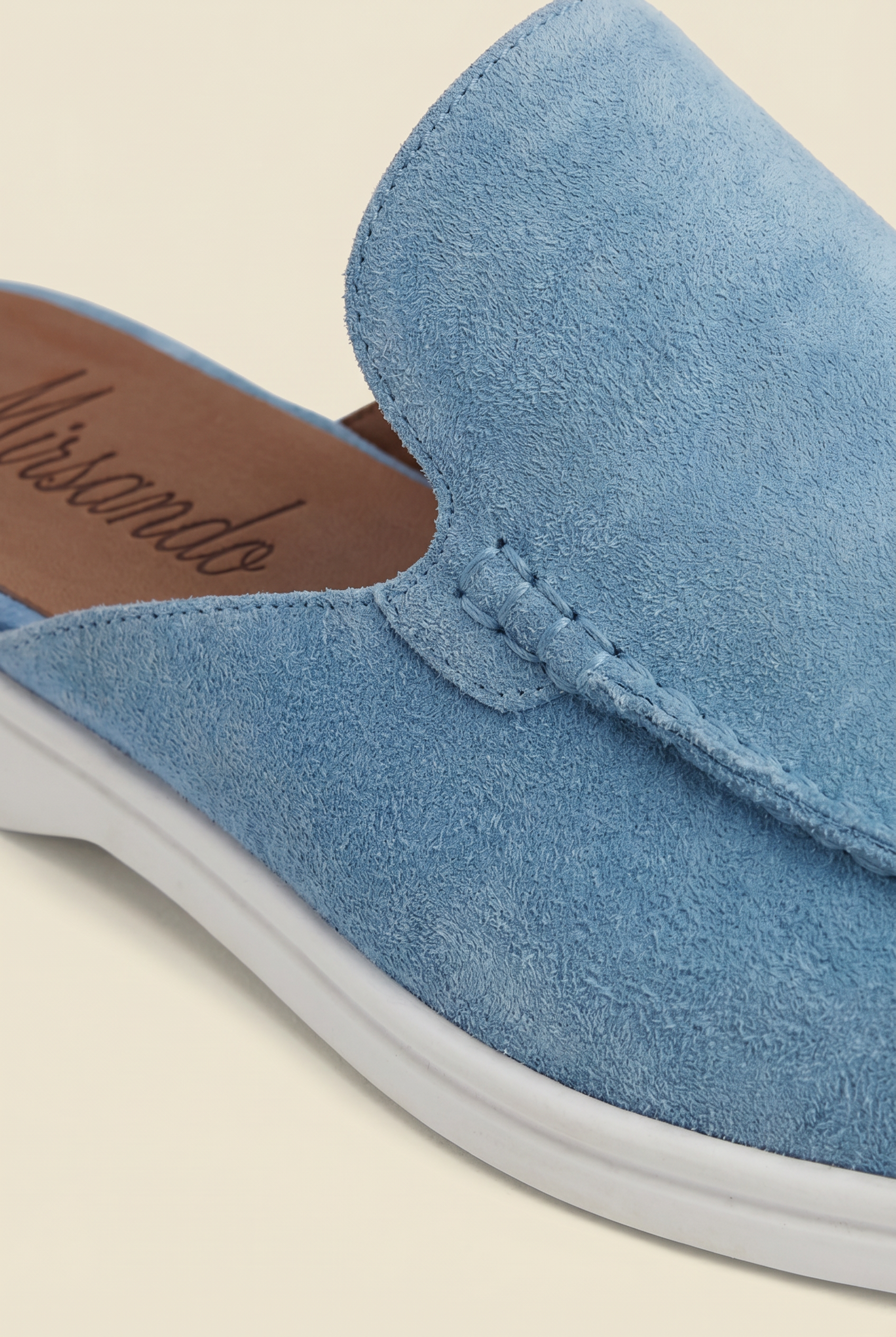 Yacht Loafer Suede Mule Light Blue