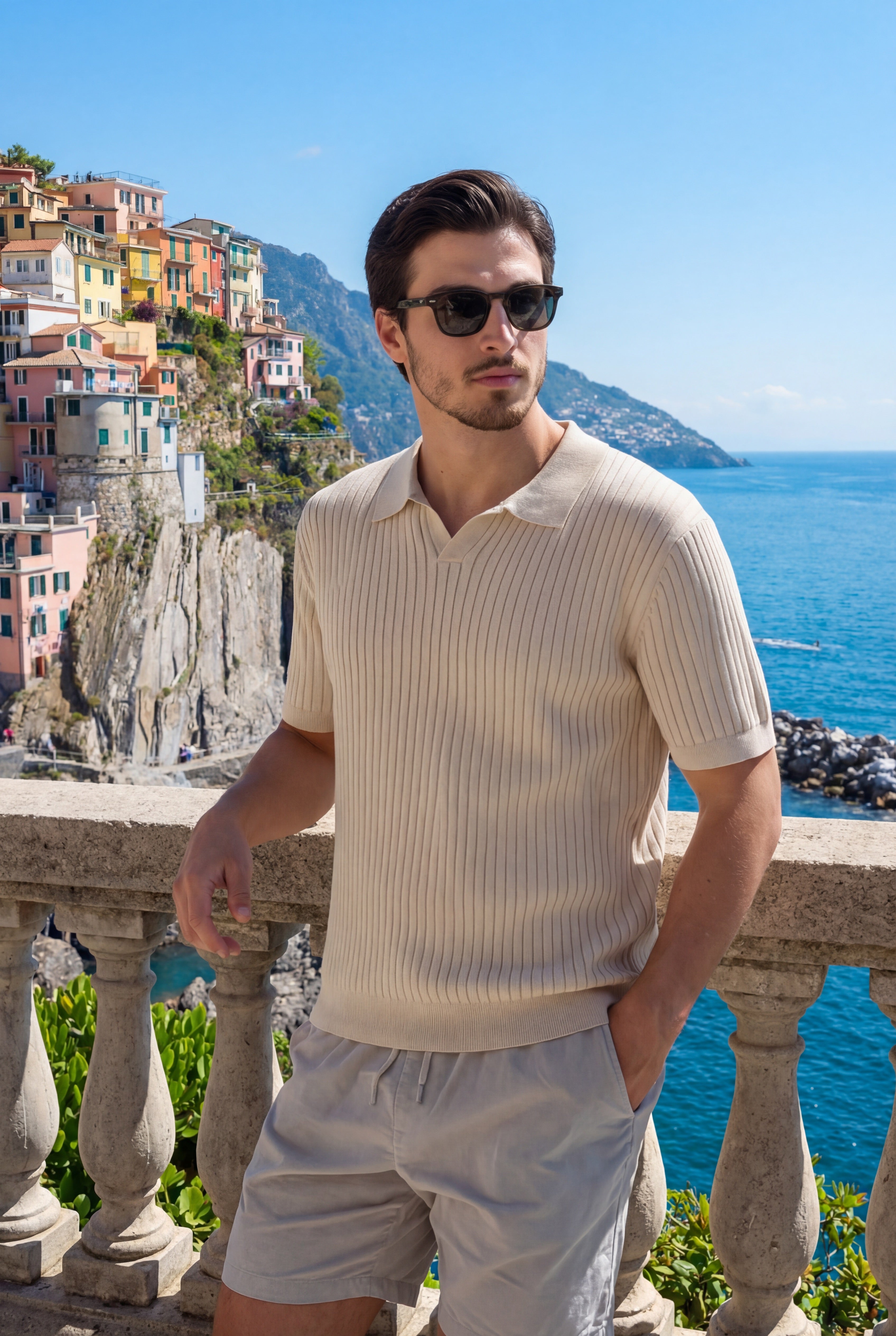 Premium Ribbed Polo Beige