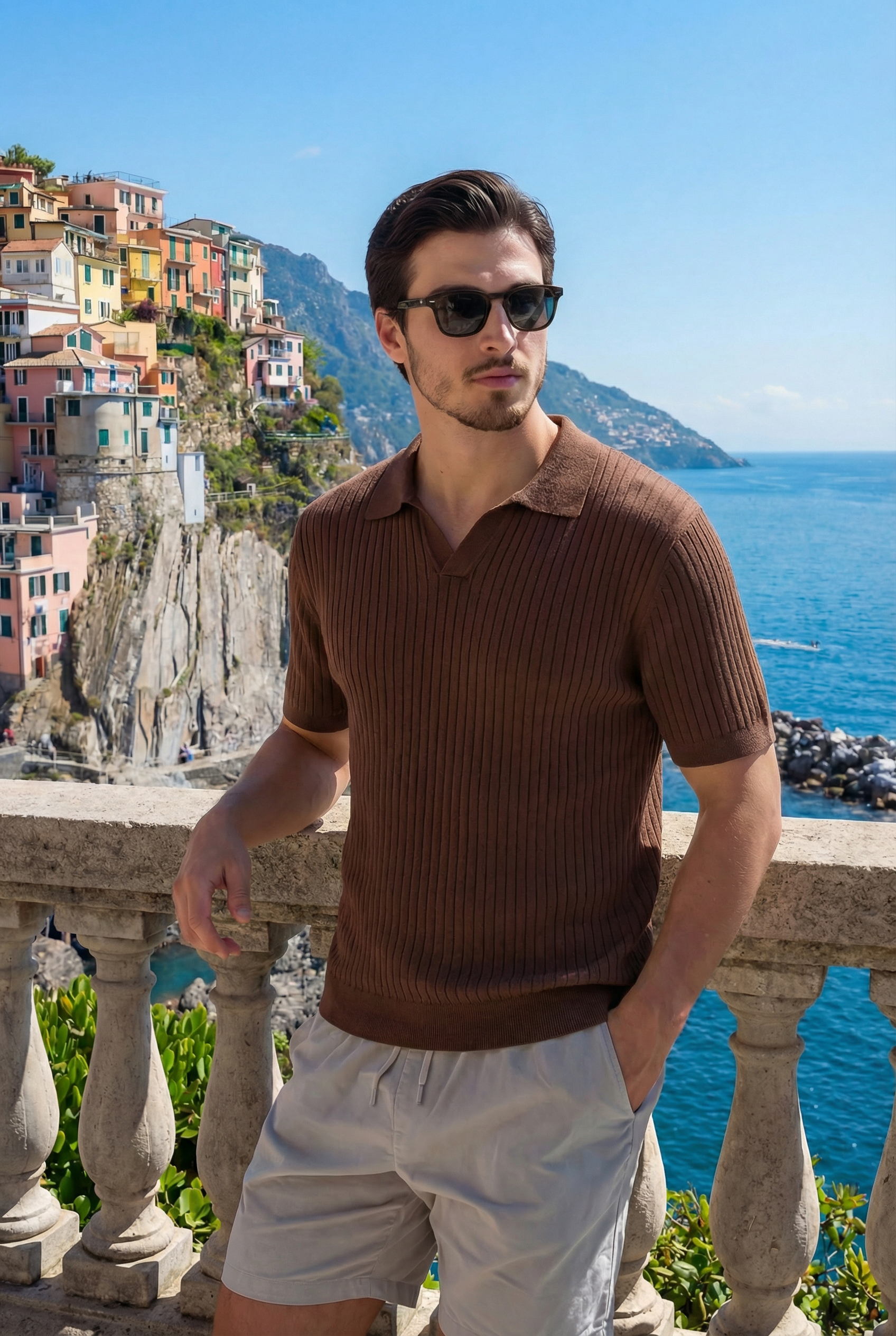 Premium Ribbed Polo Brown