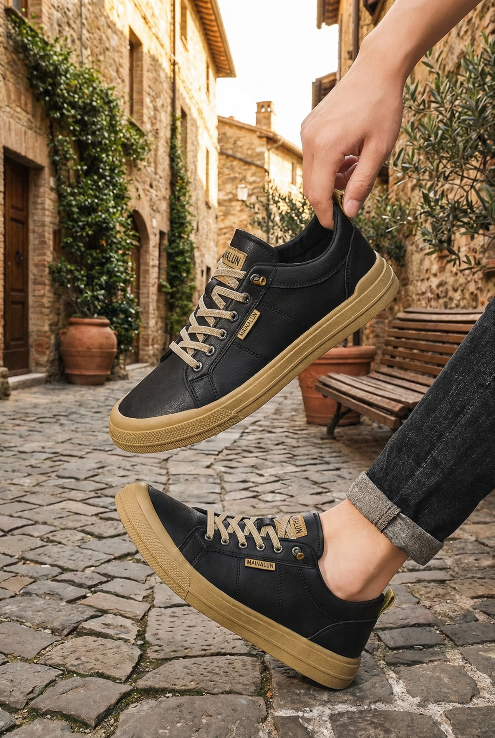Mirsadon Leather Trainers Black