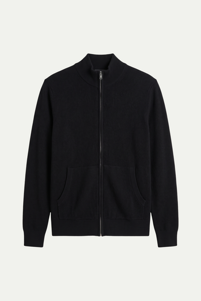 Mongolian Cashmere Full Zip Sweater Black