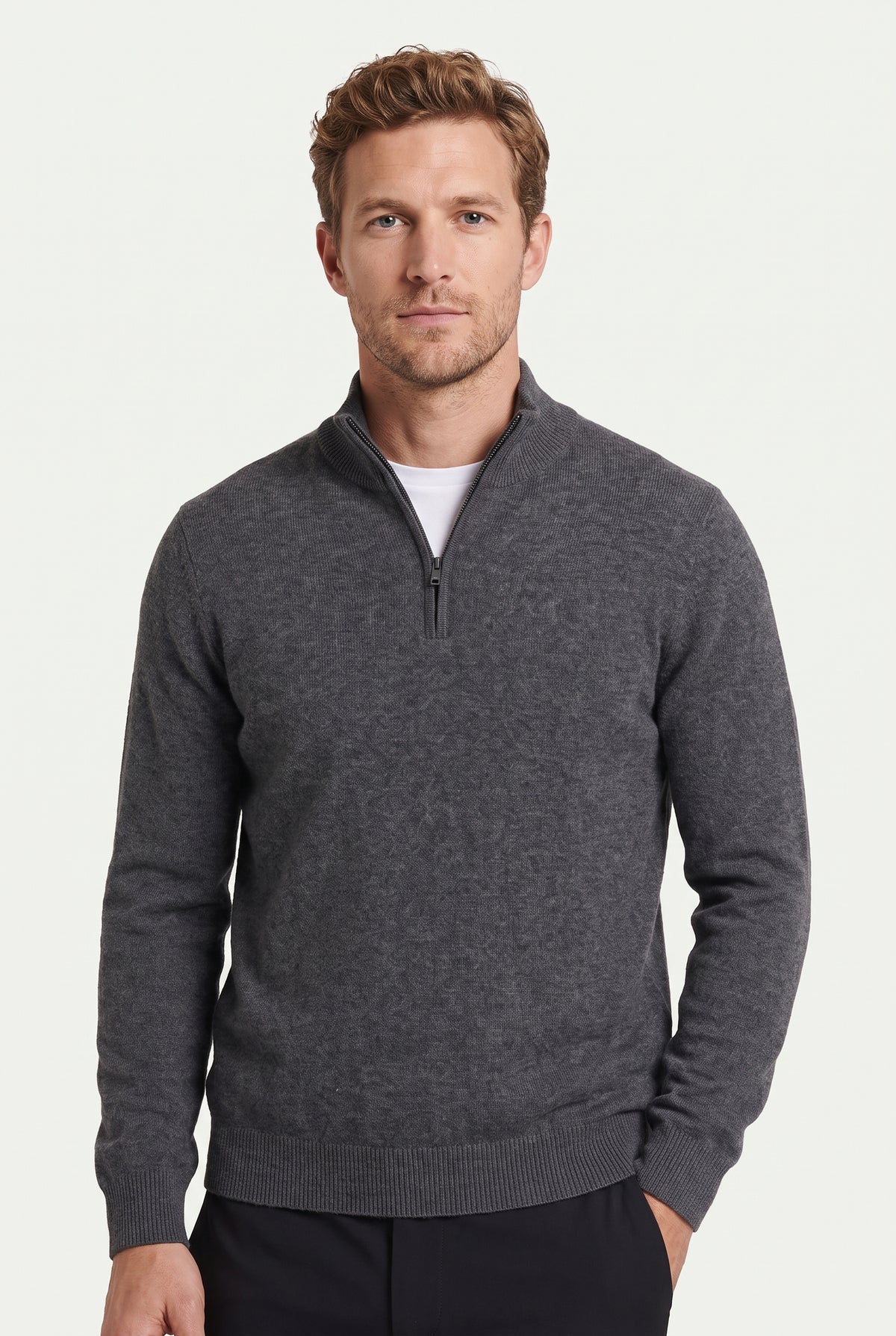 Mirsino Finest Cashmere 1/4 Zip Jumper - Grey