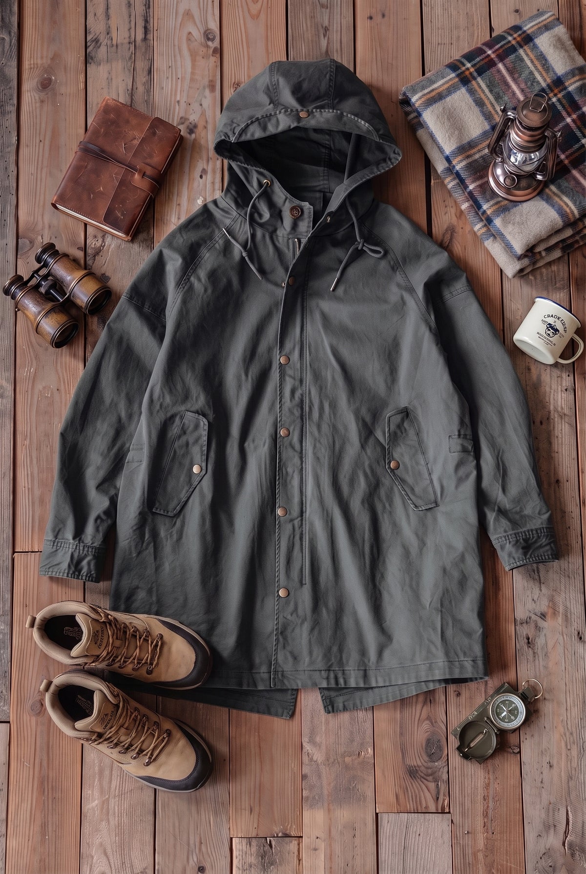 Mirsino Military Style Parka Grey