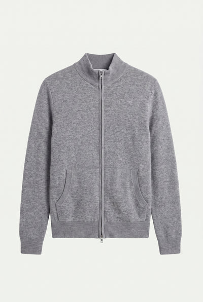 Mongolian Cashmere Full Zip Sweater Grey