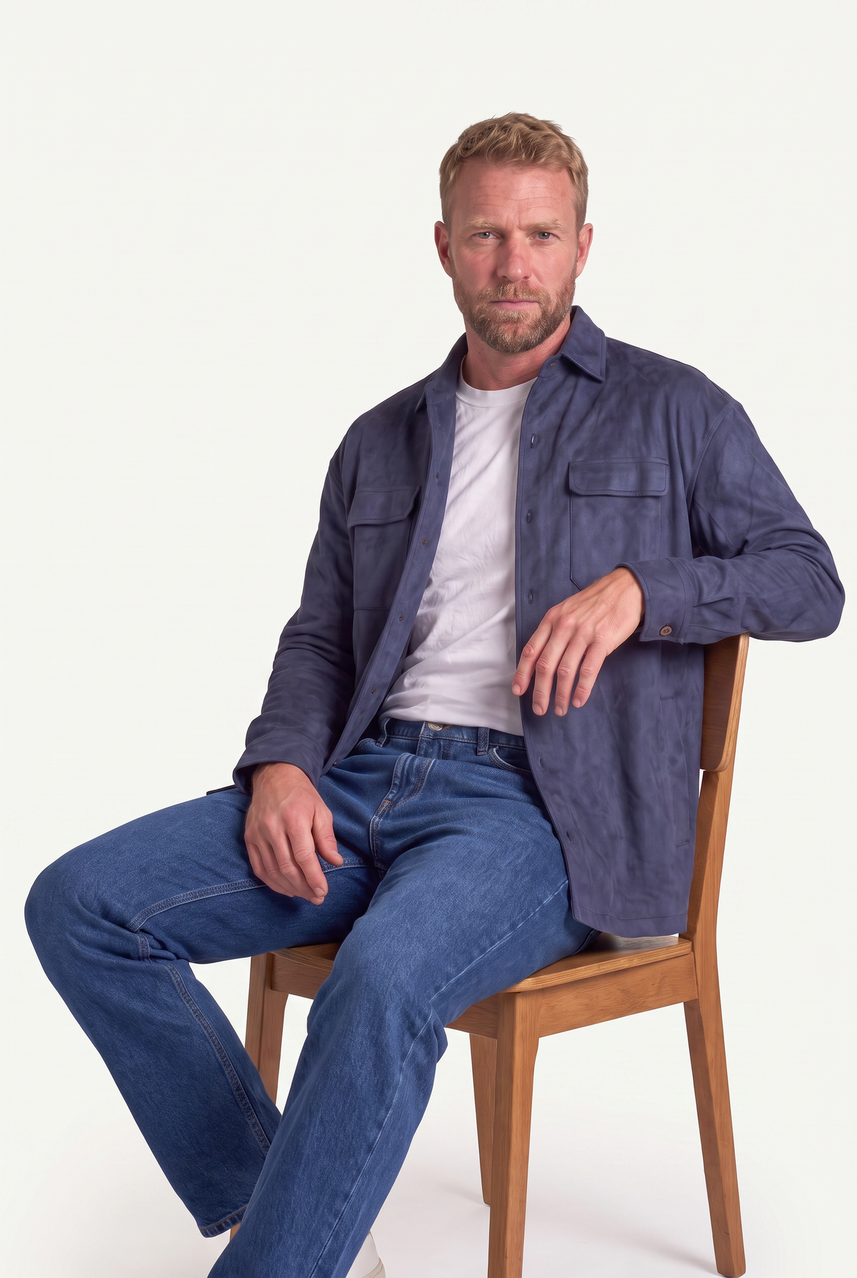 Mirsino Suede Overshirt | Navy
