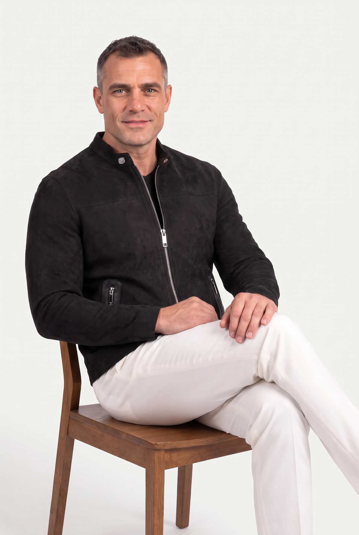 Mirsino Suede Biker Jacket Black