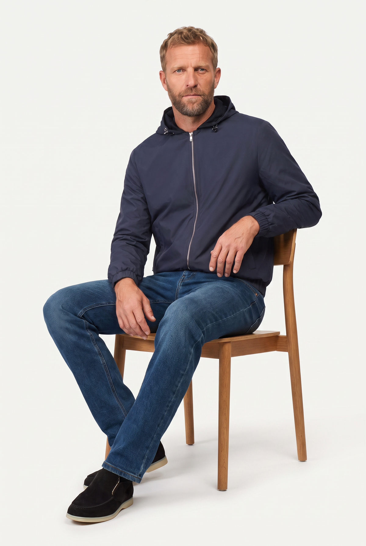 Reversible Hooded Wool City Jacket Navy/Black