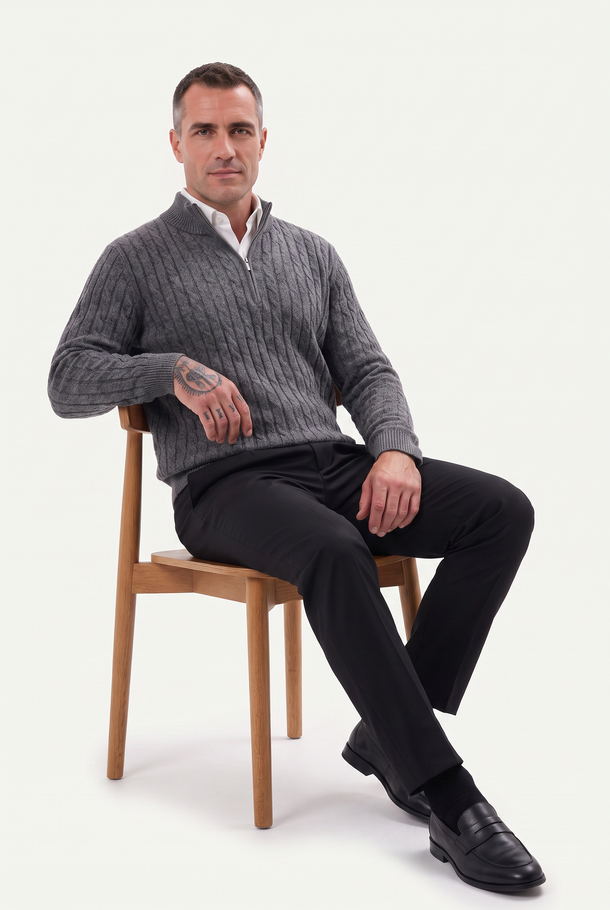Mirsino Knit Quarter Zip Grey
