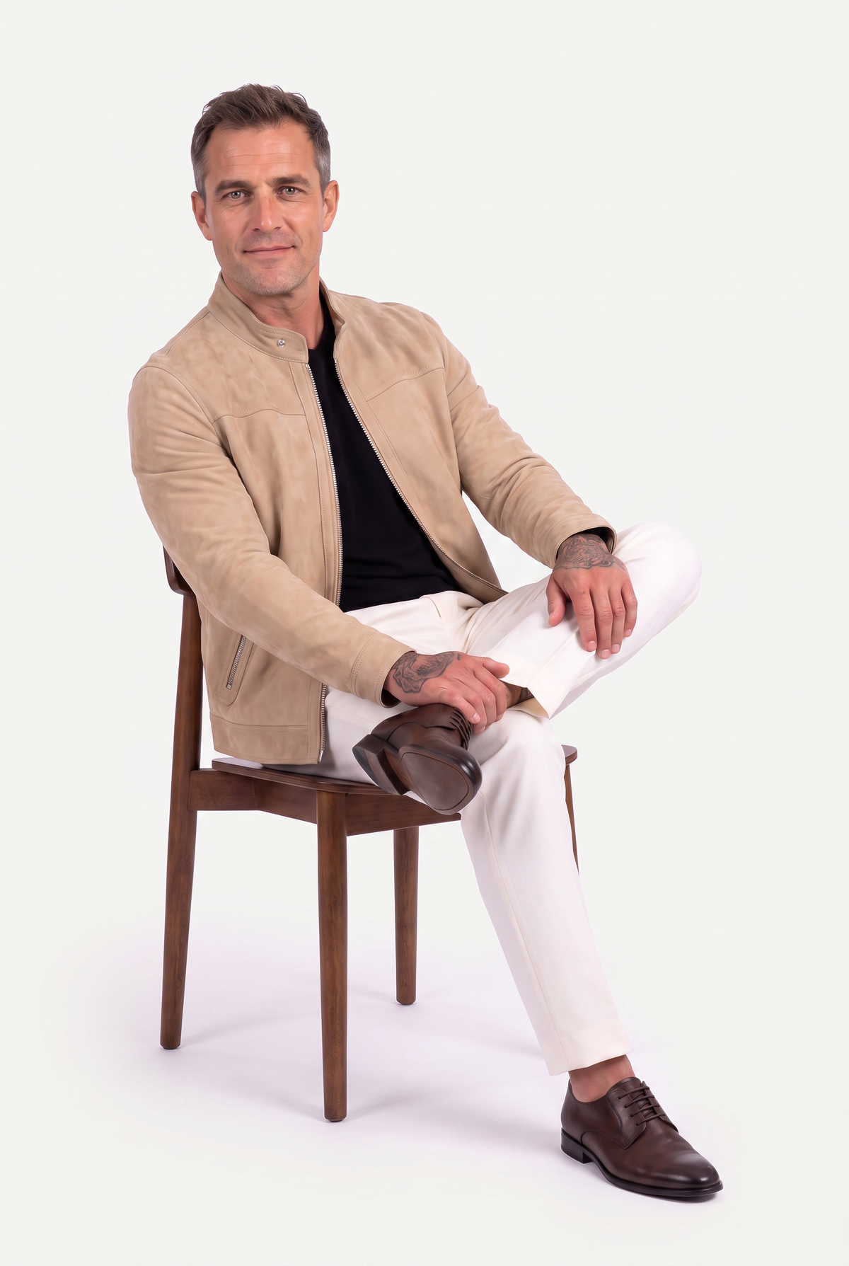 Mirsino Suede Biker Jacket Creme