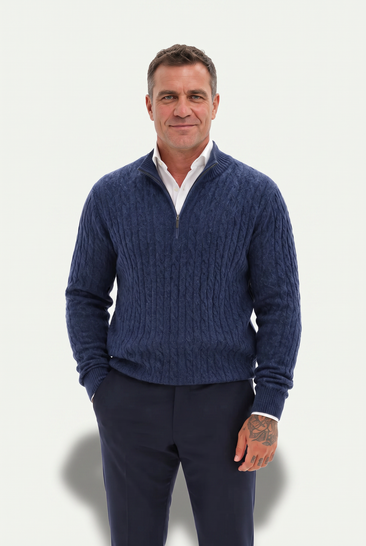 Mirsino Knit Quarter Zip Navy