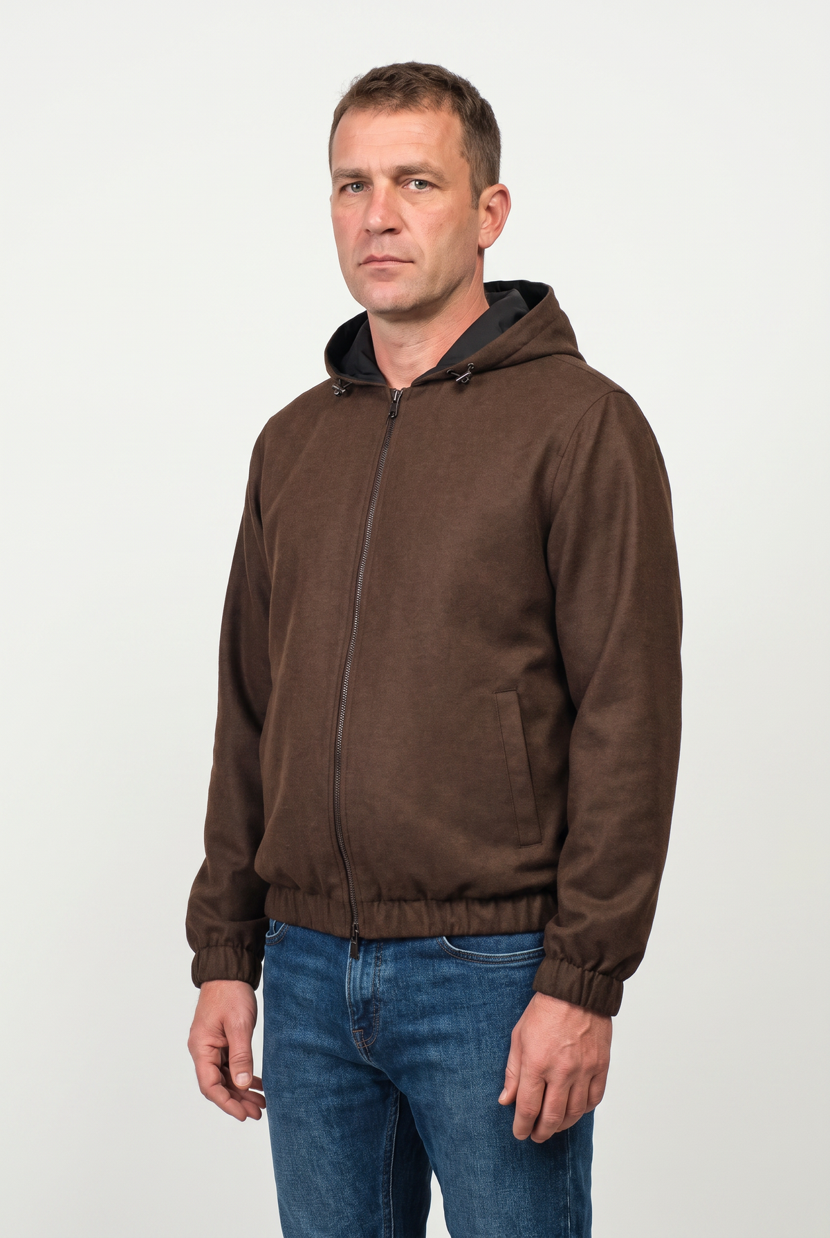 Reversible Hooded Wool City Jacket Black/Brown