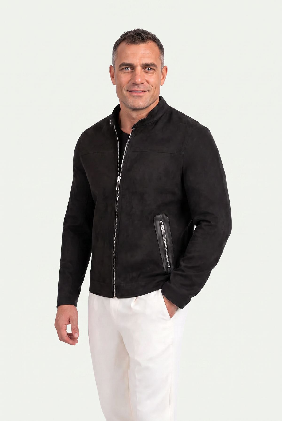 Mirsino Suede Biker Jacket Black