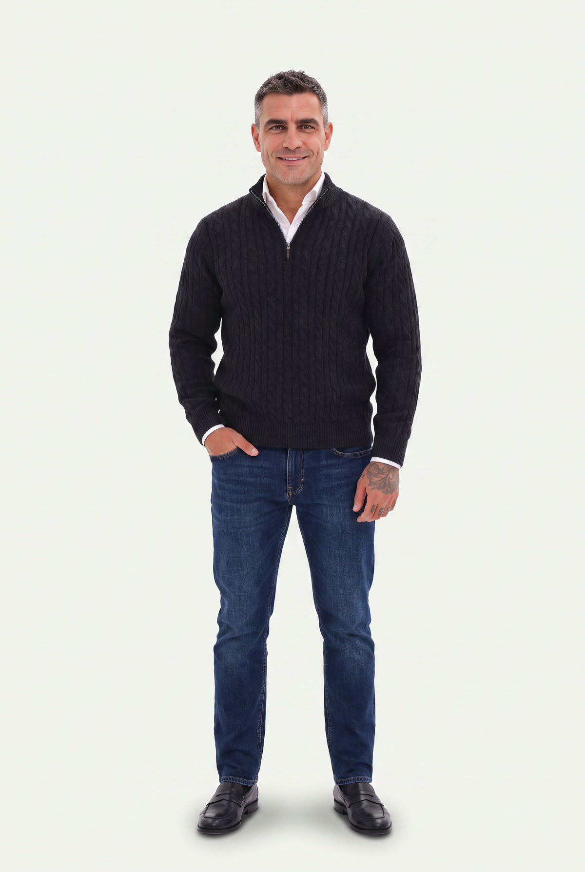 Mirsino Knit Quarter Zip Black