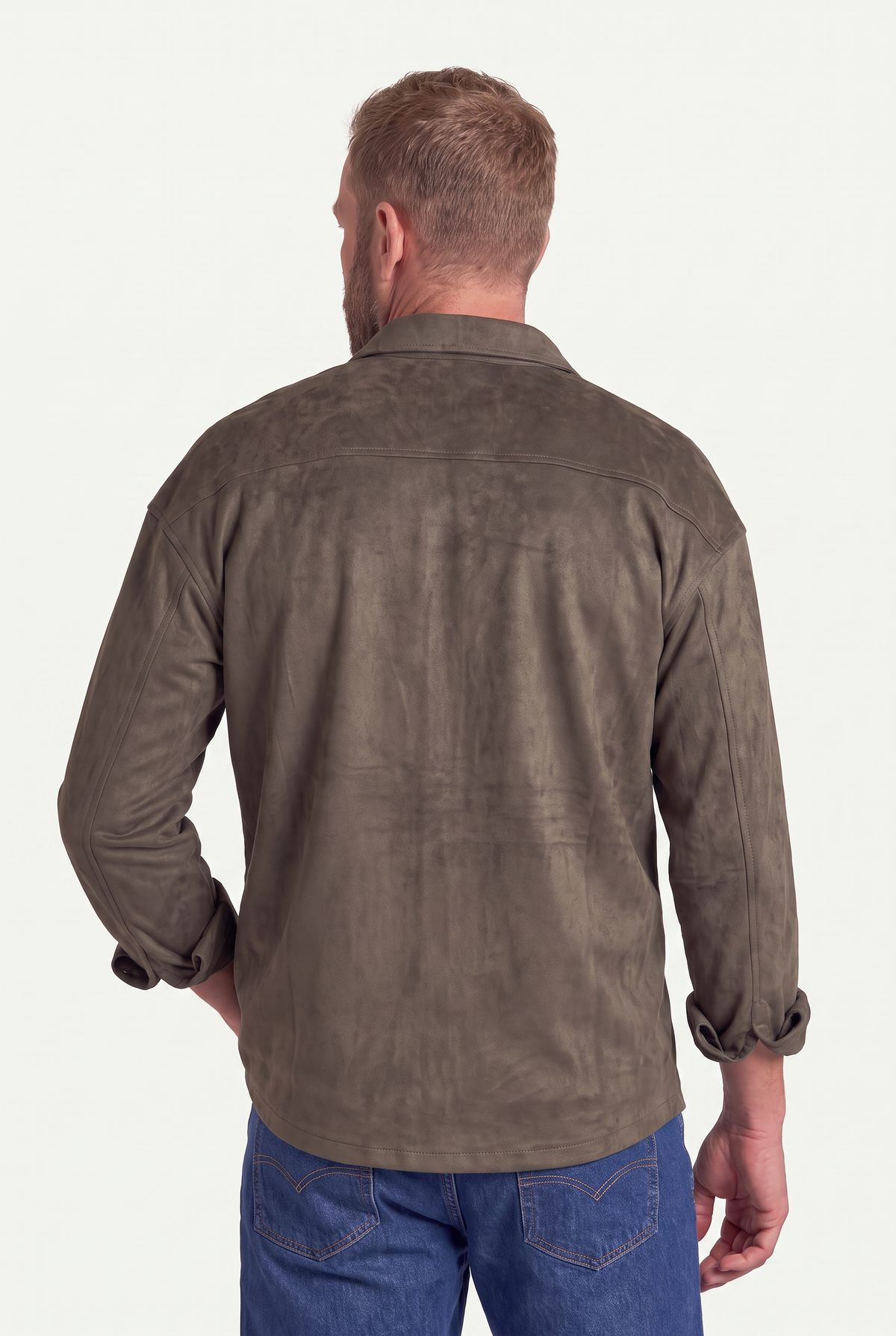 Mirsino Suede Overshirt | Khaki Green
