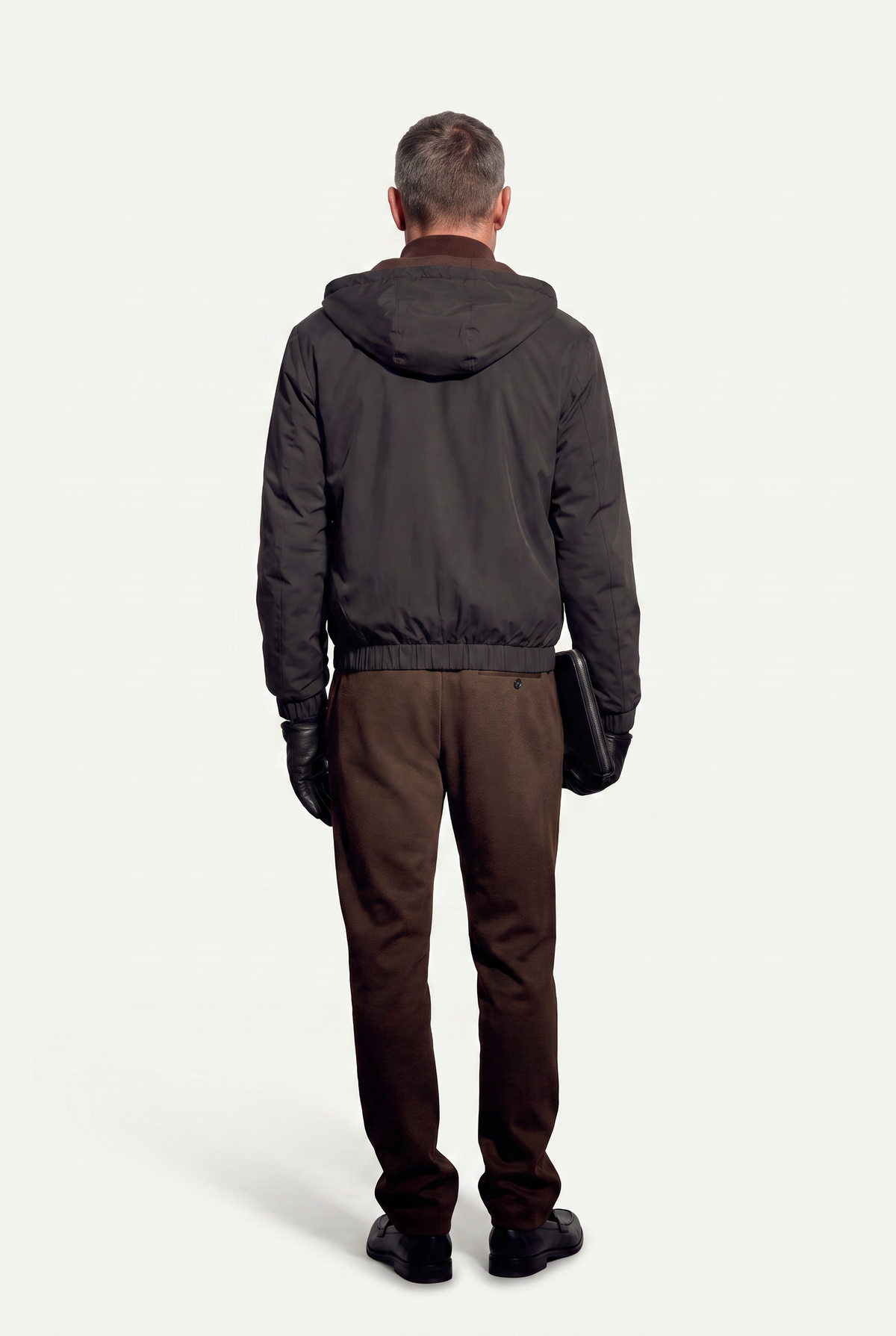 Reversible Hooded Wool City Jacket Black/Brown