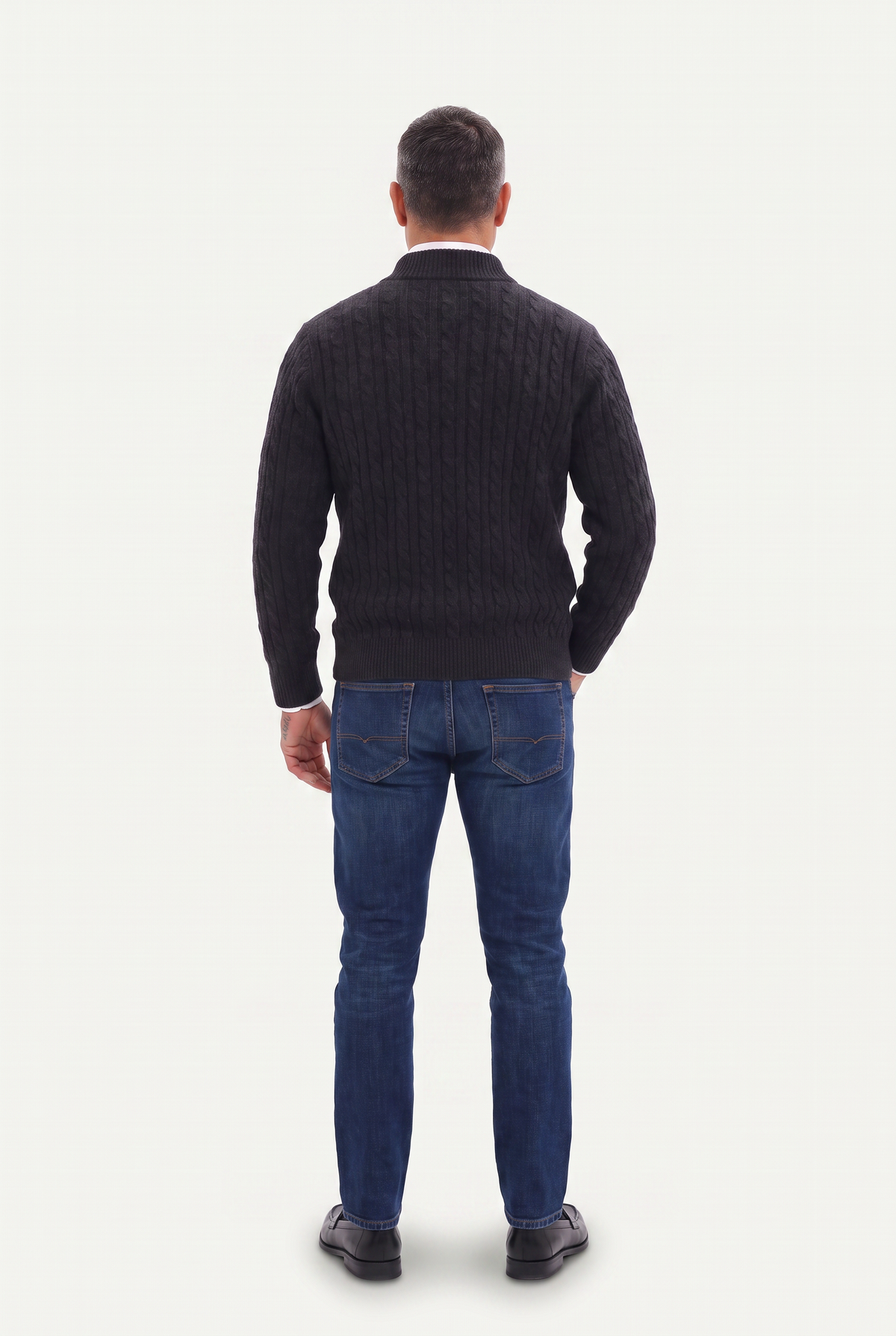 Mirsino Knit Quarter Zip Black