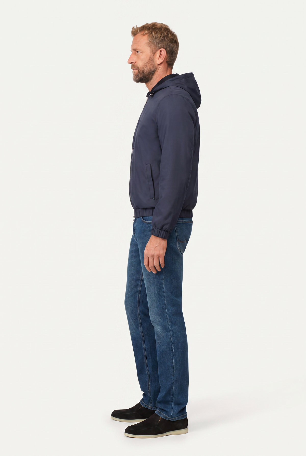 Reversible Hooded Wool City Jacket Navy/Black