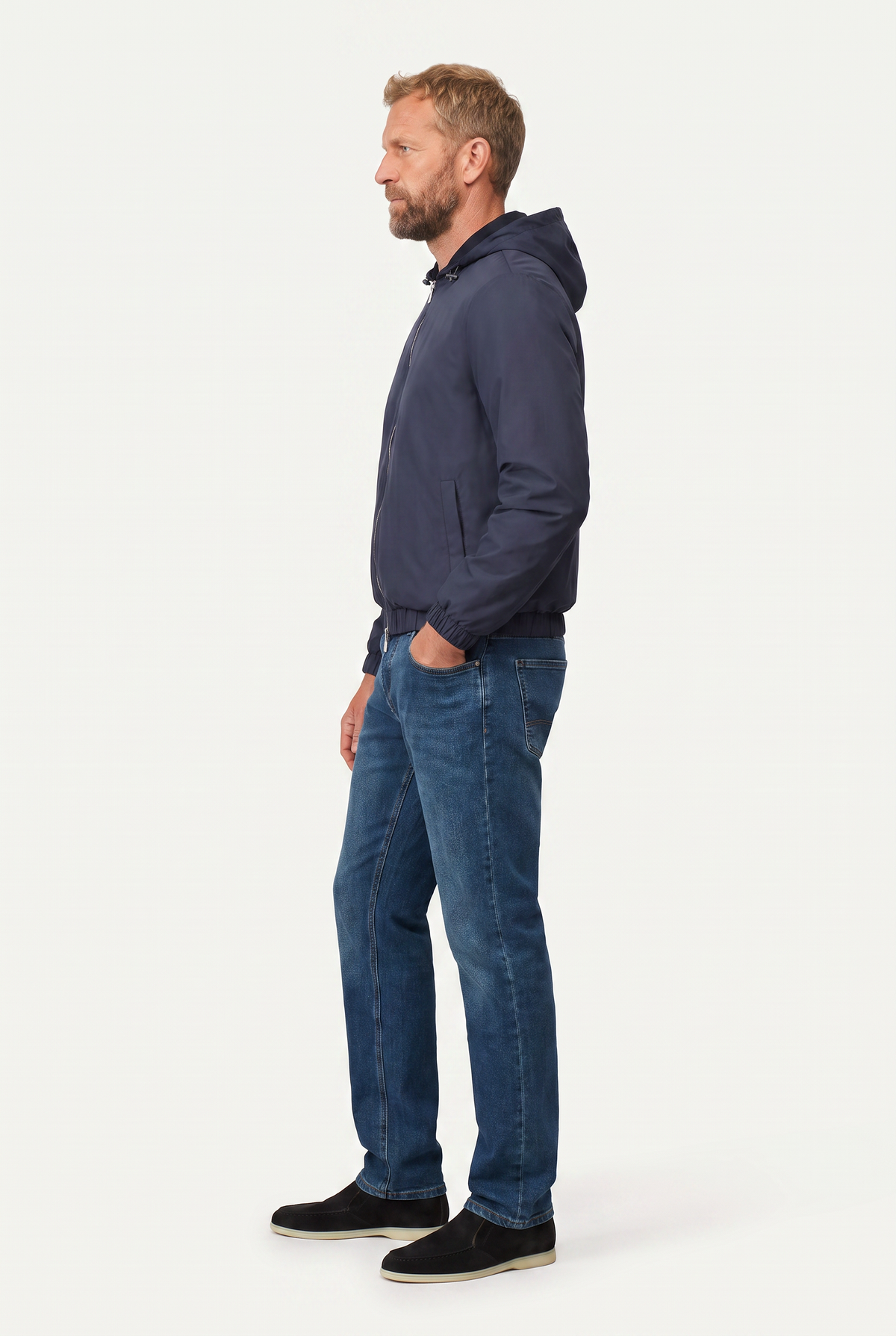 Reversible Hooded Wool City Jacket Navy/Black