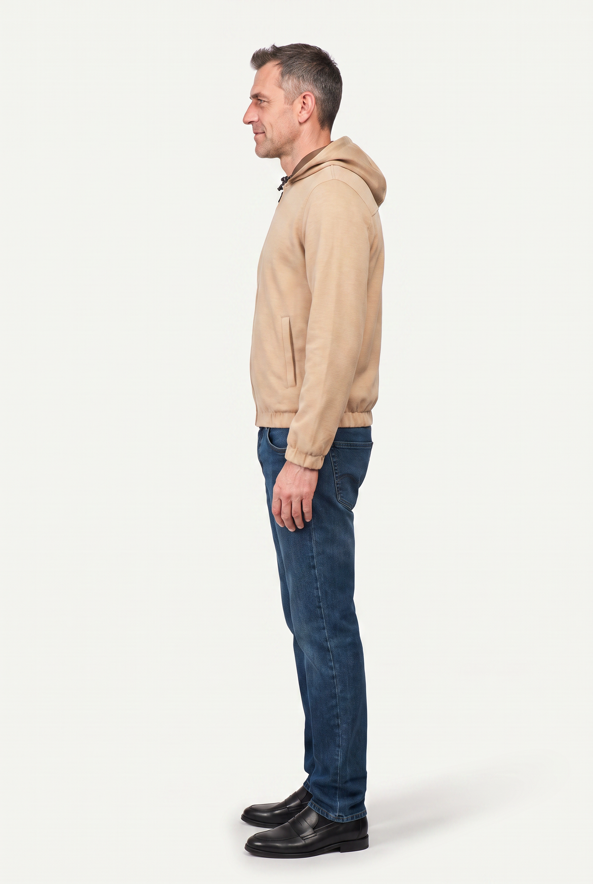 Reversible Hooded Wool City Jacket Beige