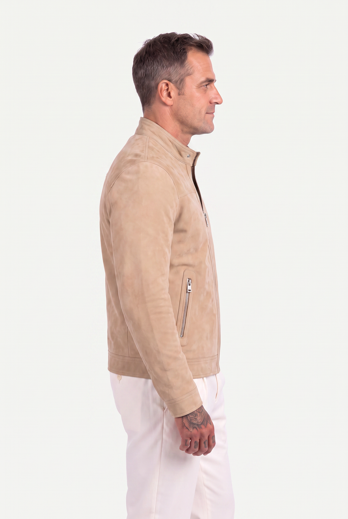 Mirsino Suede Biker Jacket Creme